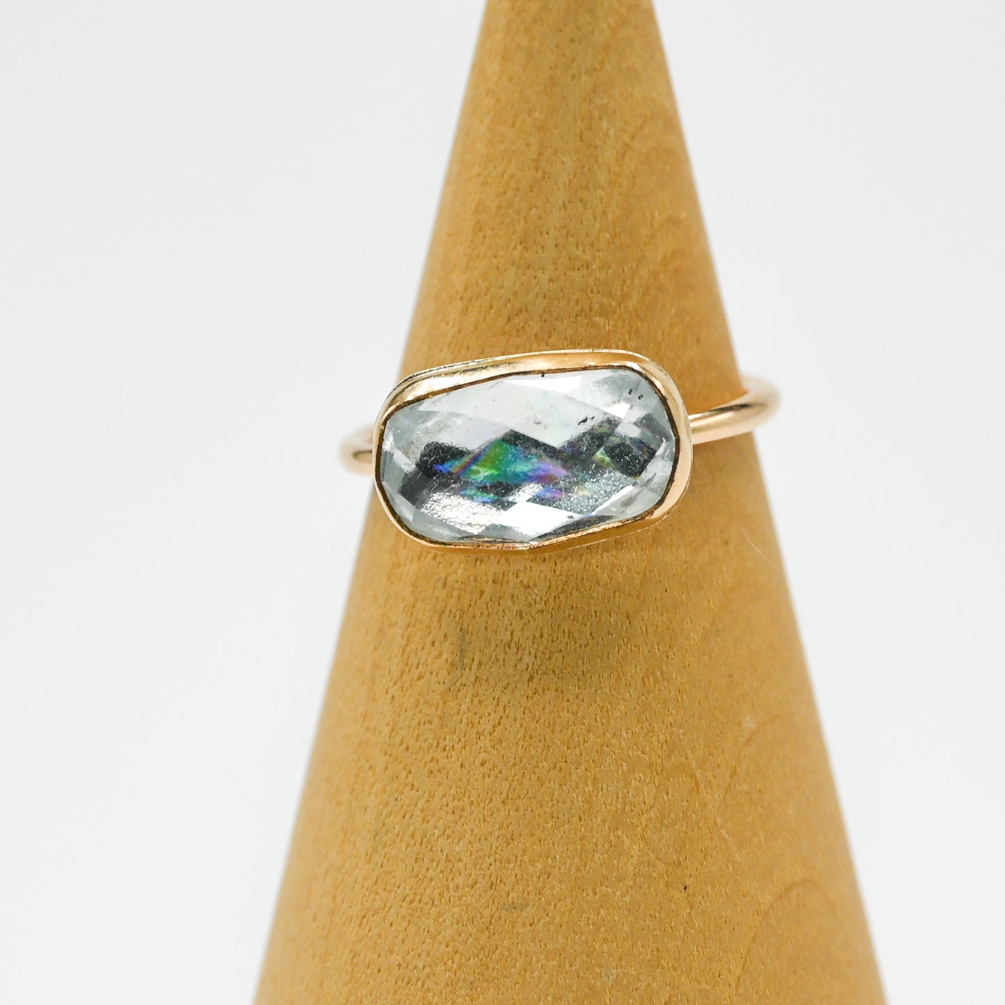 Gold fill horizontal rose cut aquamarine size 7