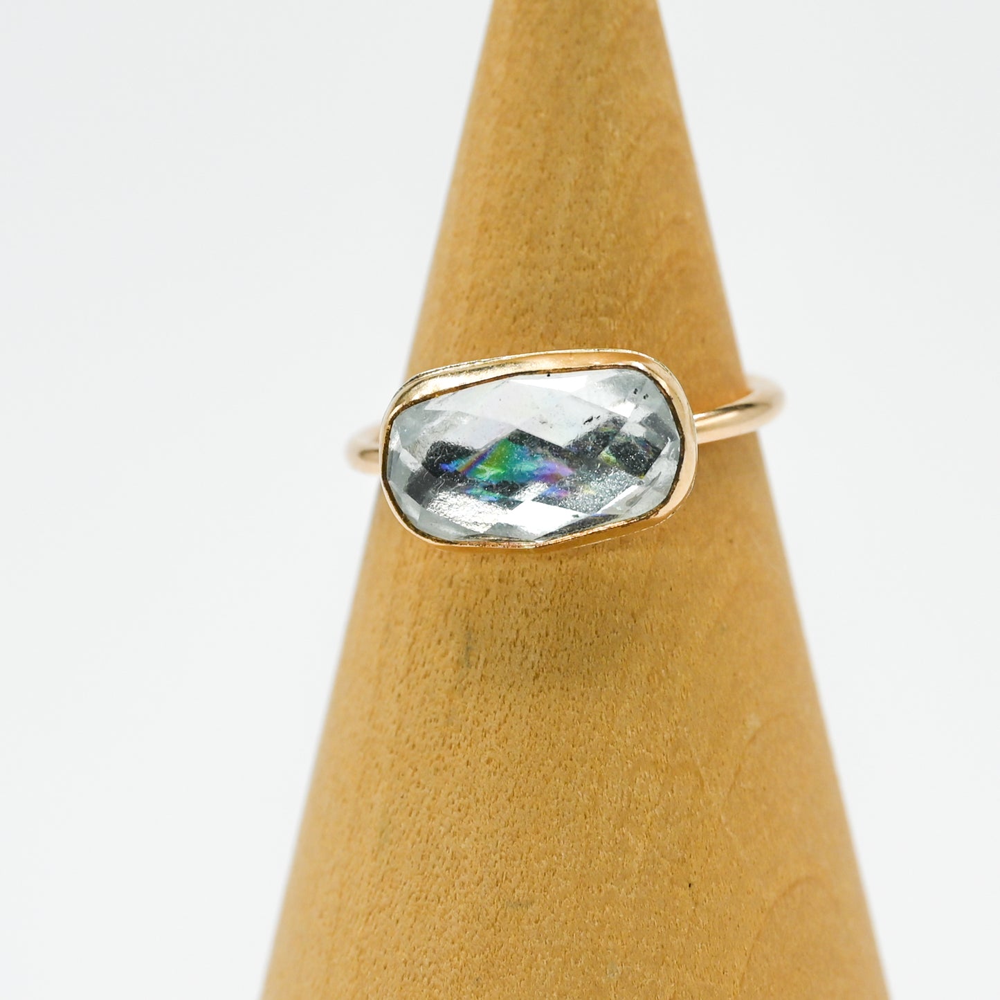 Gold fill horizontal rose cut aquamarine size 7