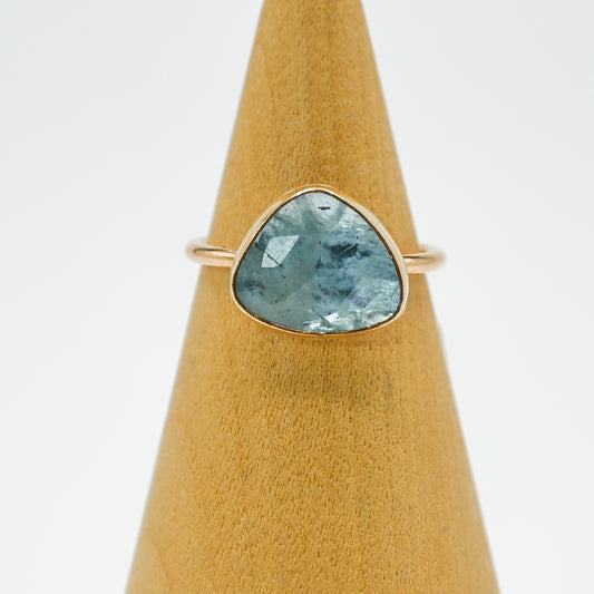 Gold fill rose cut aquamarine size 7