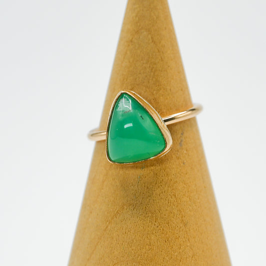 Gold fill glowy triangle chrysoprase size 7
