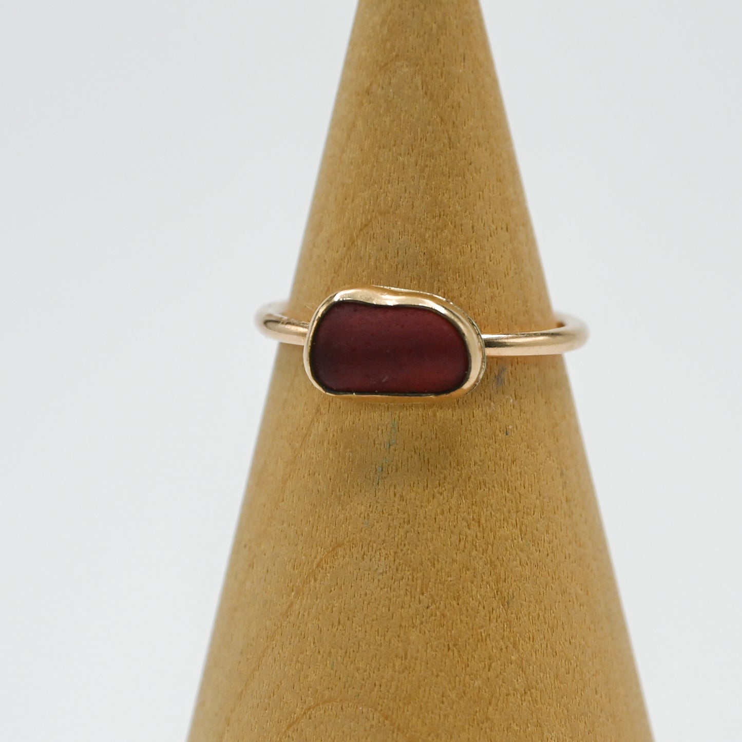 Gold fill horizontal red sea glass size 7.25