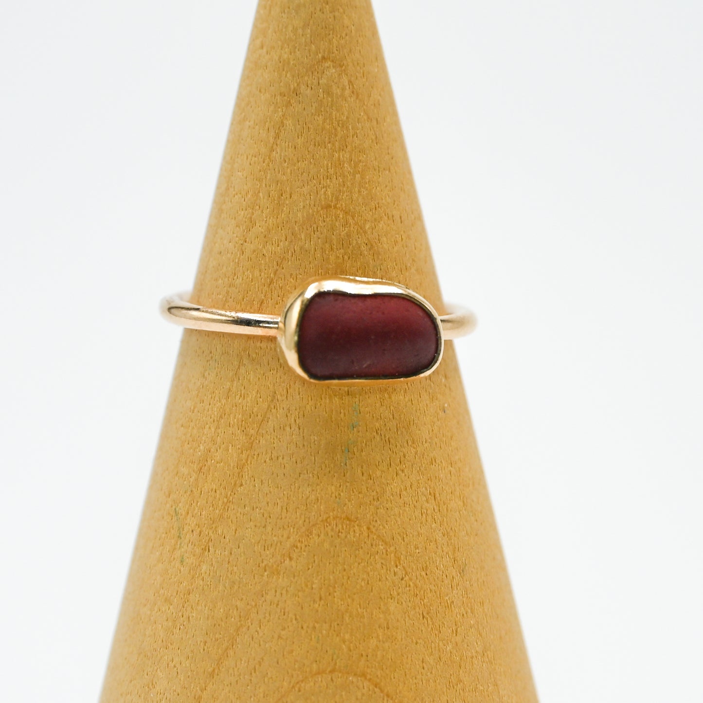 Gold fill horizontal red sea glass size 7.25