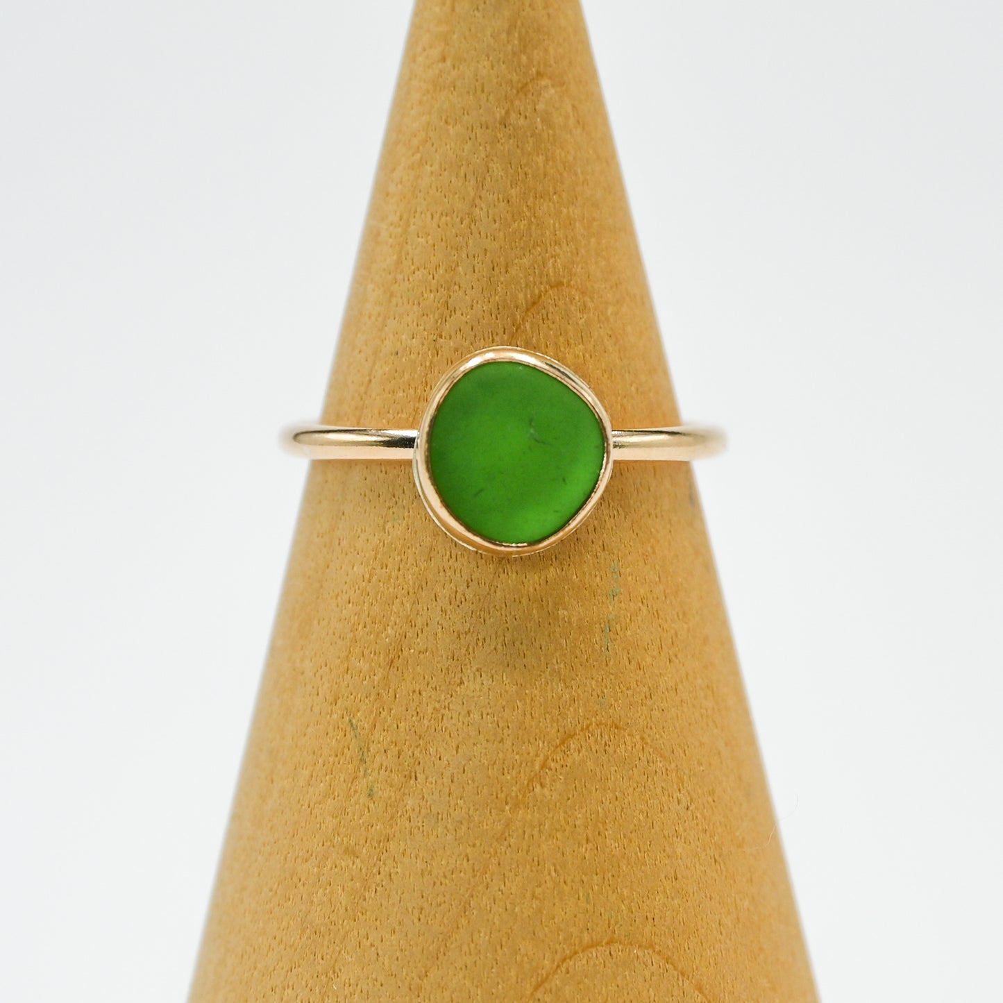 Gold fill green sea glass size 7.25