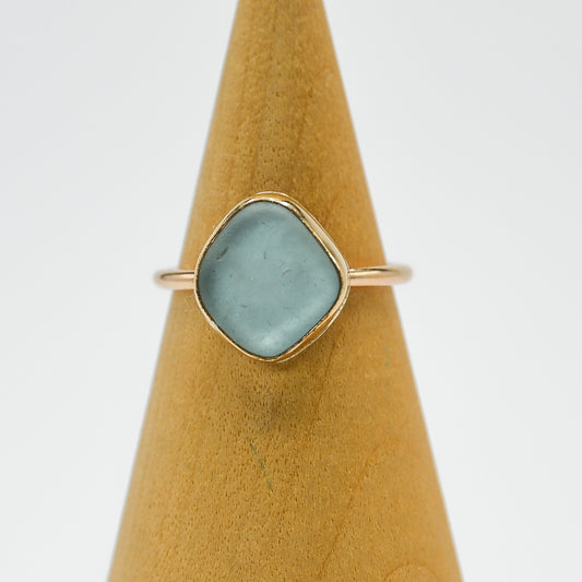 Gold fill large sea foam sea glass size 7.25