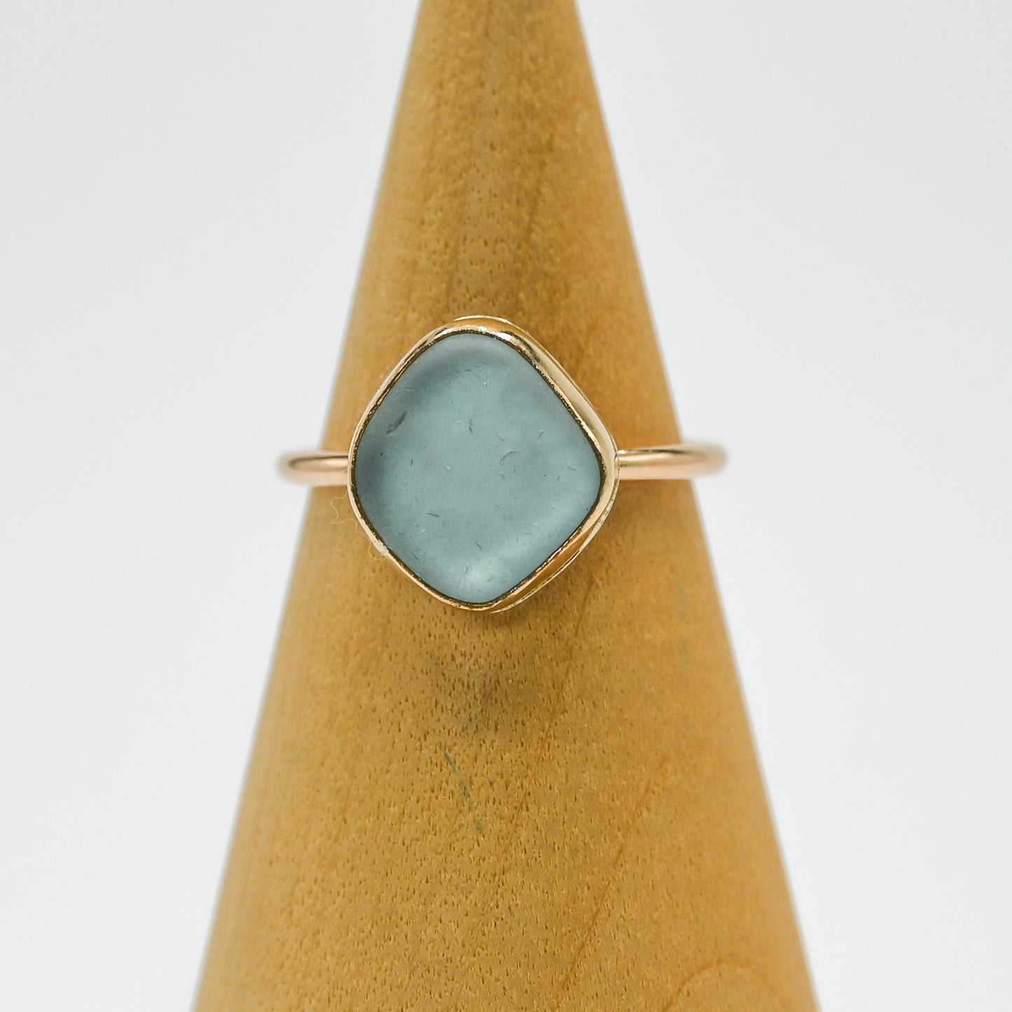 Gold fill large sea foam sea glass size 7.25