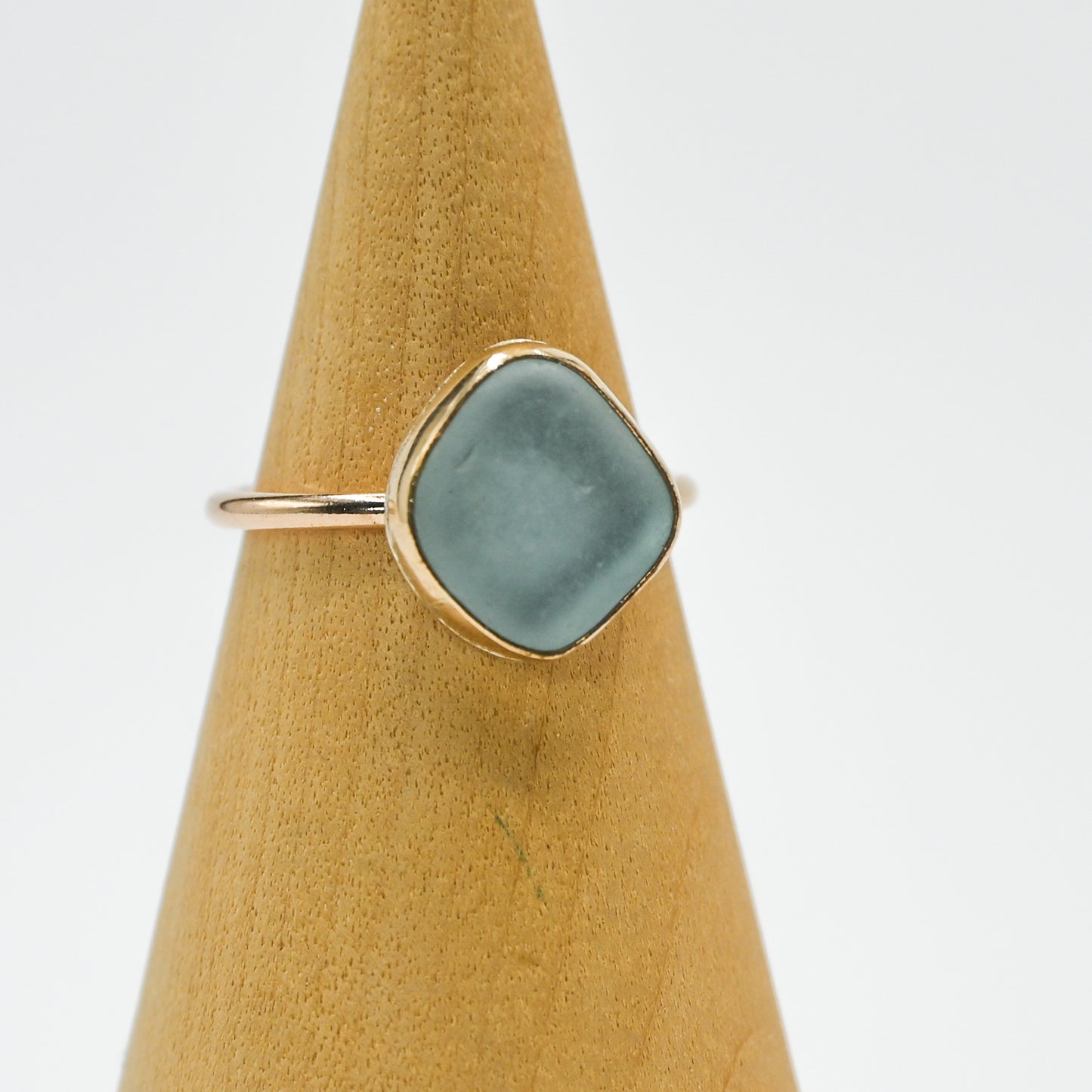 Gold fill large sea foam sea glass size 7.25