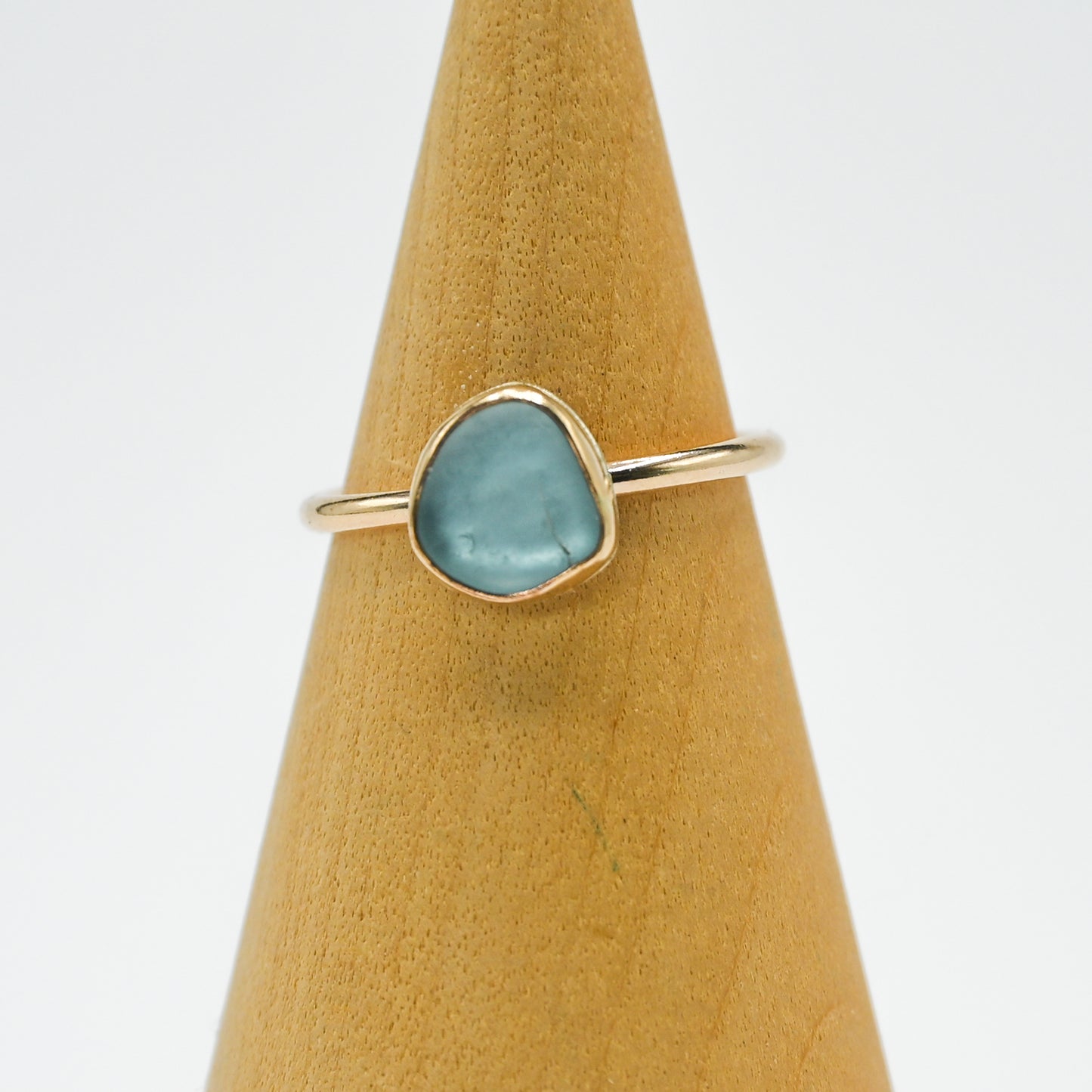 Gold fill aqua sea glass size 7.25