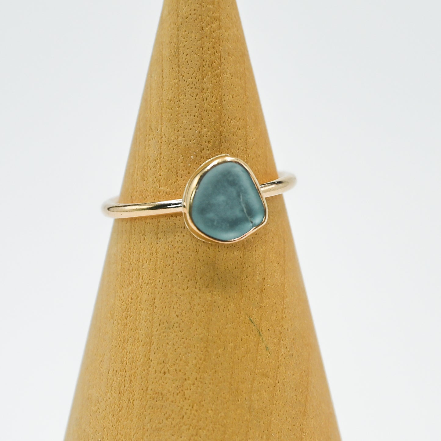 Gold fill aqua sea glass size 7.25