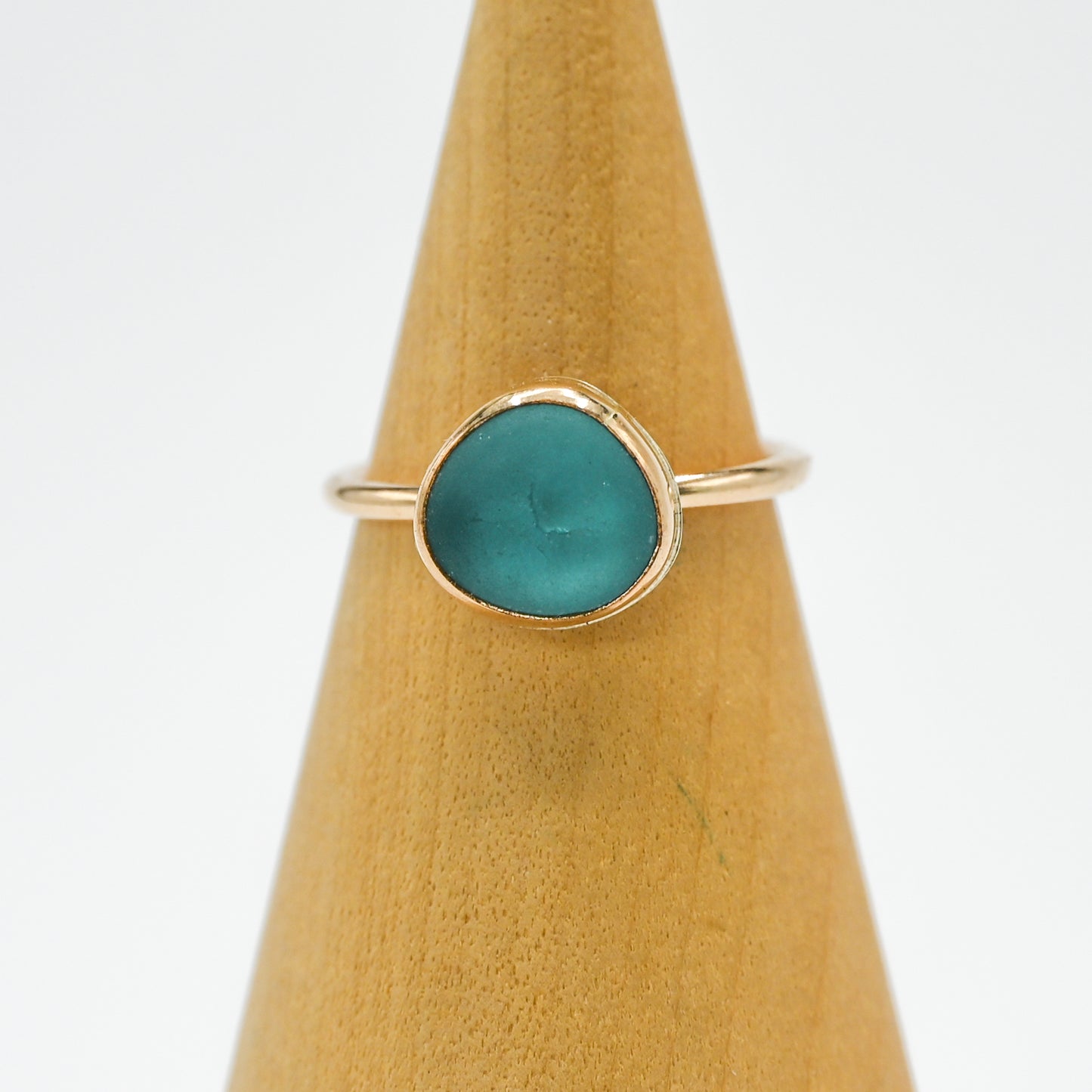 Gold fill aqua sea glass size 7.25