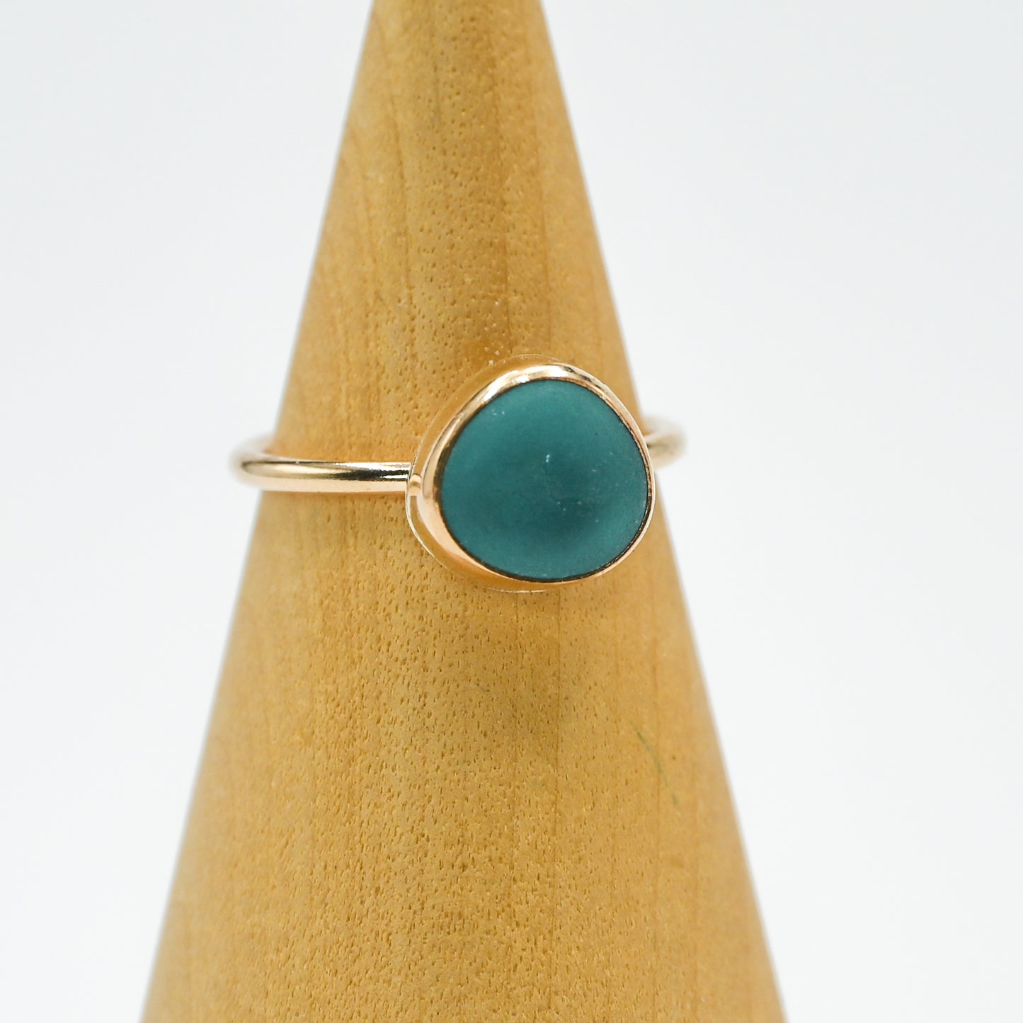 Gold fill aqua sea glass size 7.25