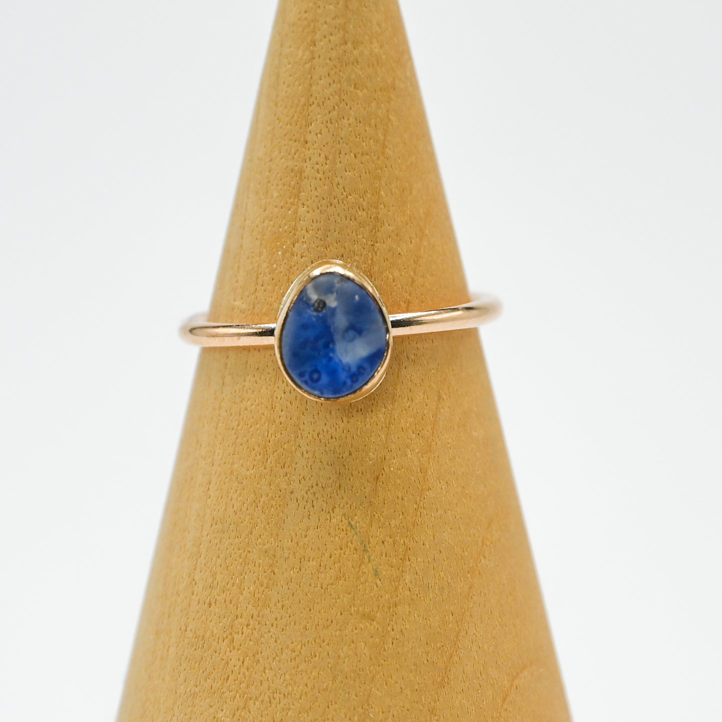 Gold fill multi sea glass blue and white size 7.25