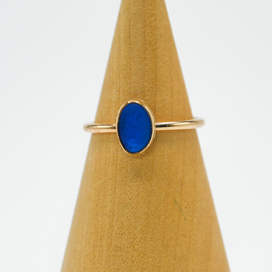 Gold fill cobalt sea glass size 7.25