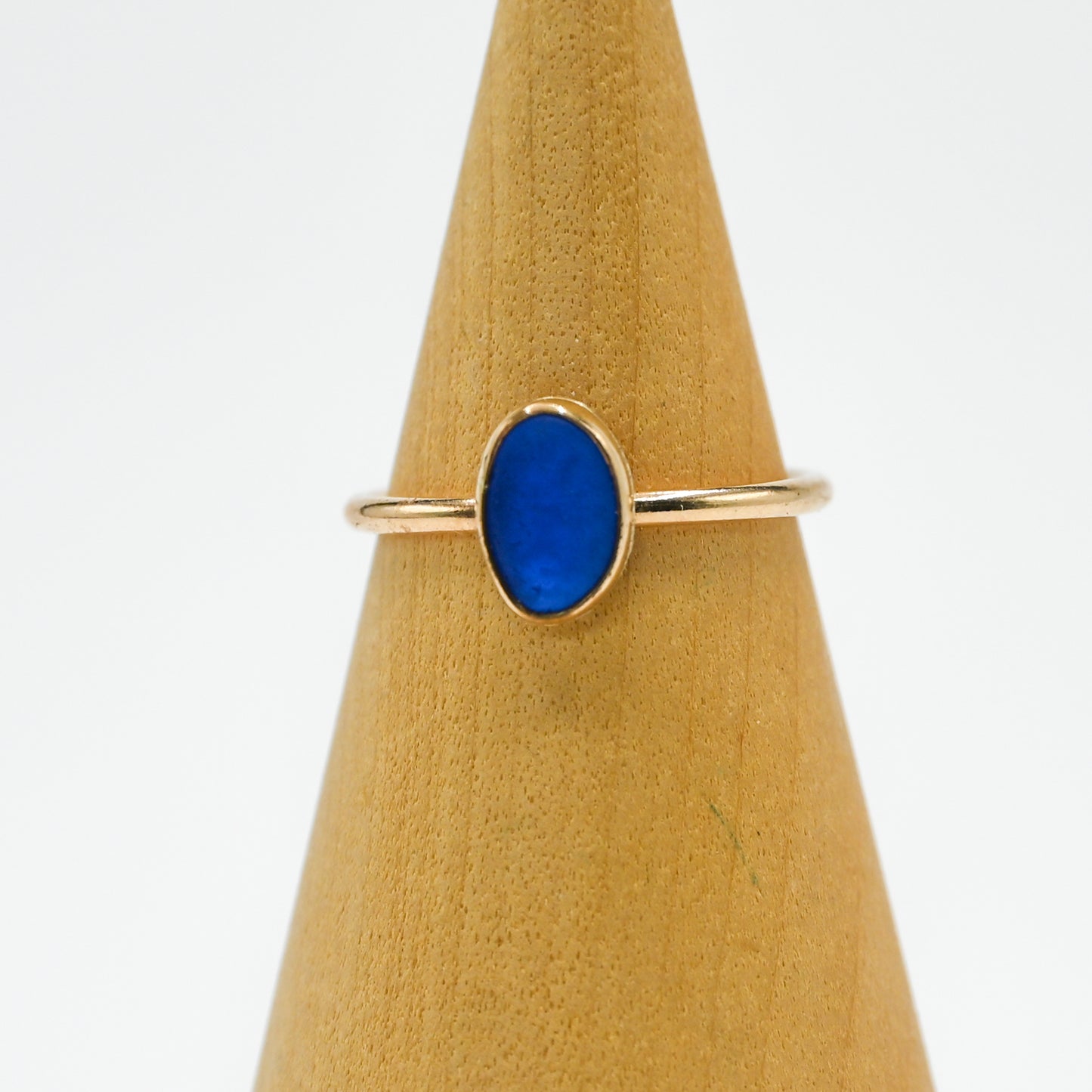 Gold fill cobalt sea glass size 7.25