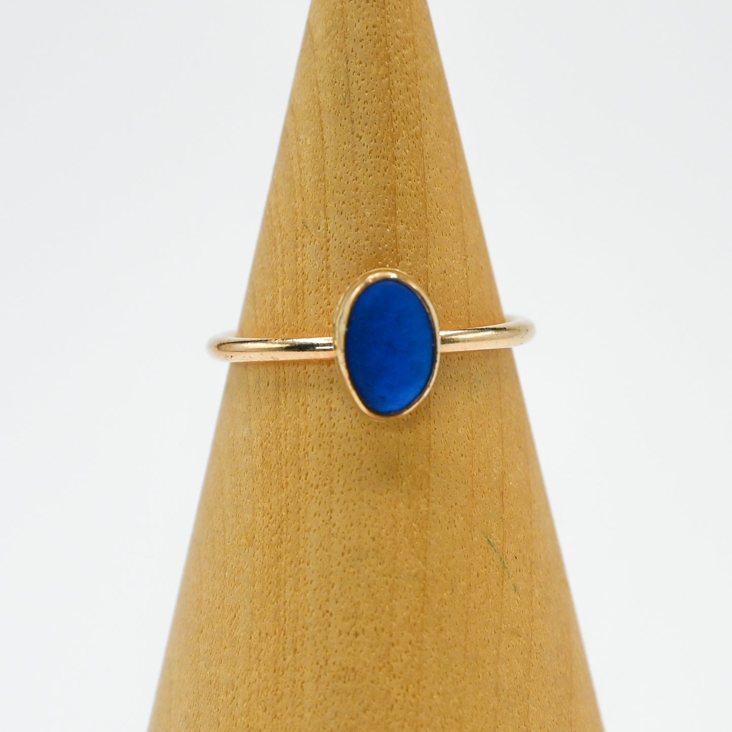 Gold fill cobalt sea glass size 7.25