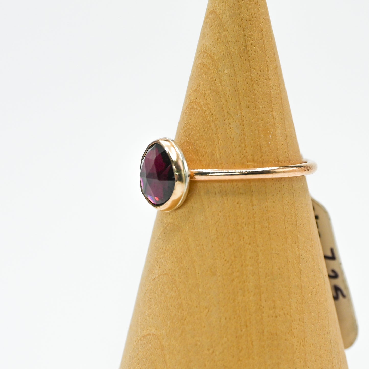 Gold fill rose cut rhodolite garnet size 7.25