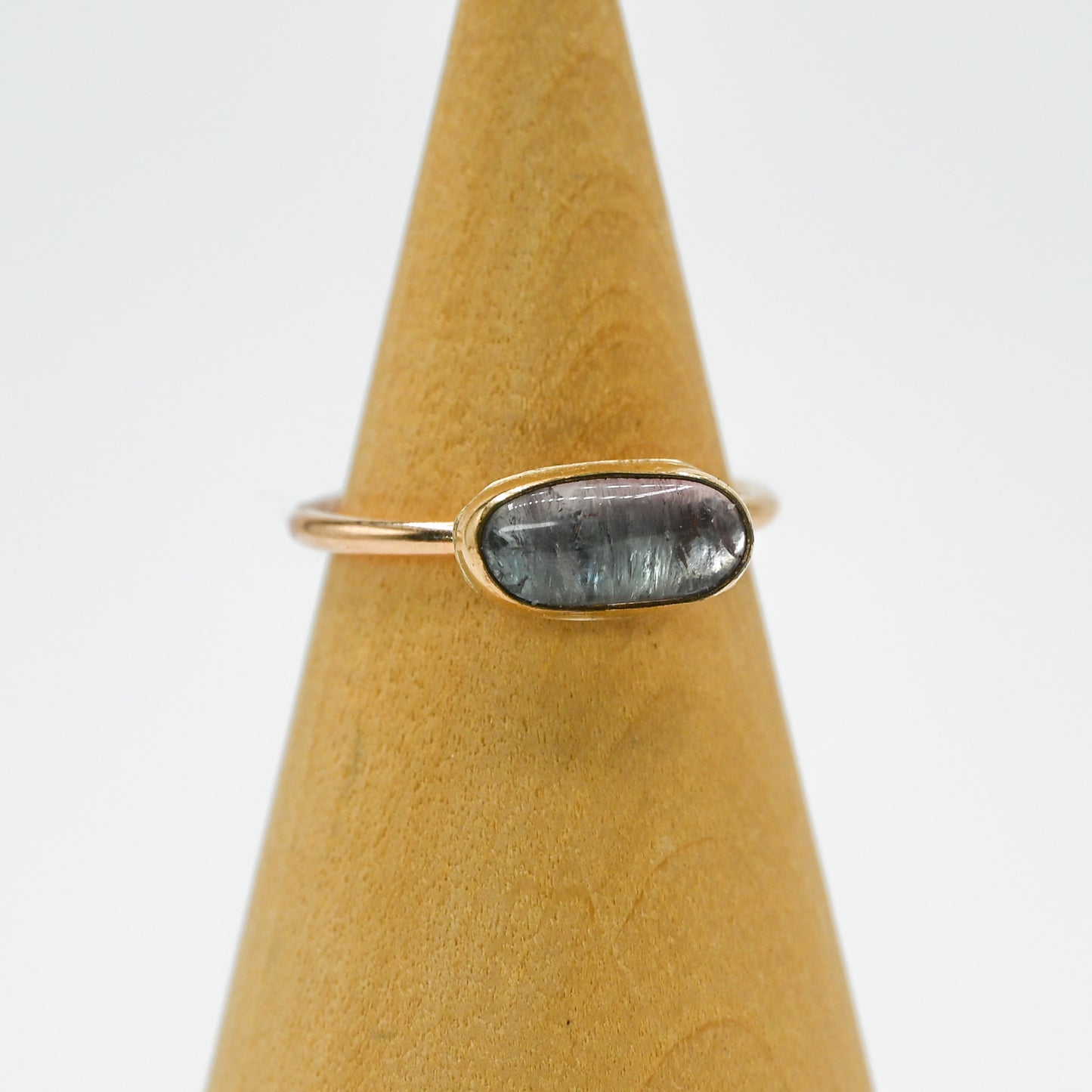 Gold fill horizontal bicolor watermelon tourmaline size 7.25