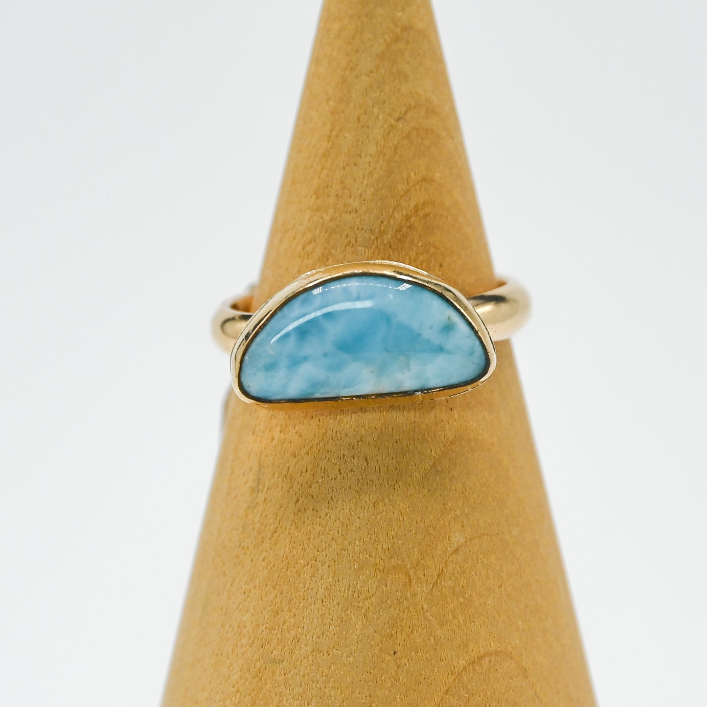 Gold fill horizontal half circle larimar size 7.5