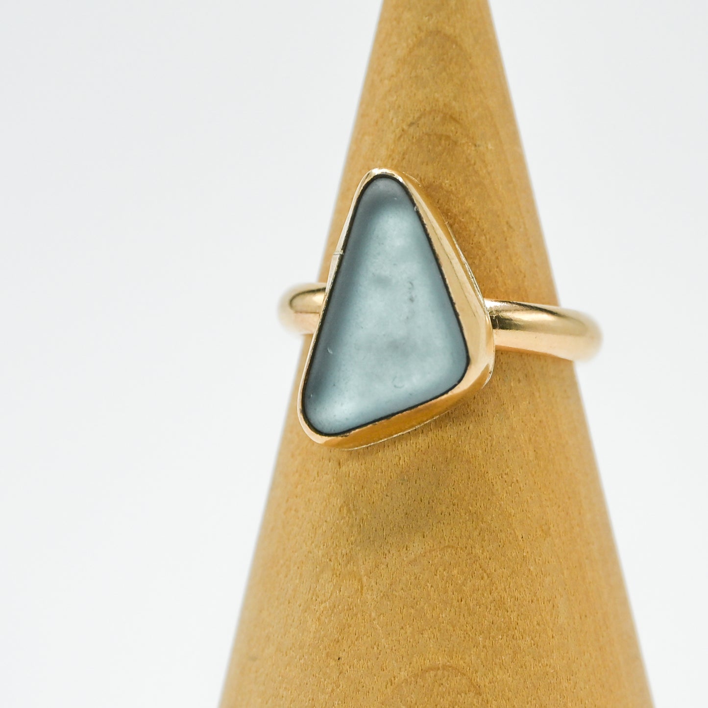 Gold fill ice blue sea glass size 7.5
