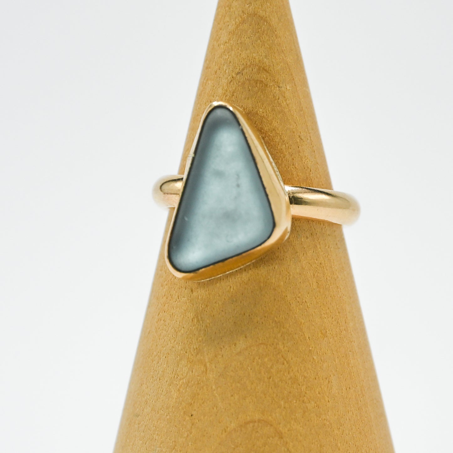 Gold fill ice blue sea glass size 7.5