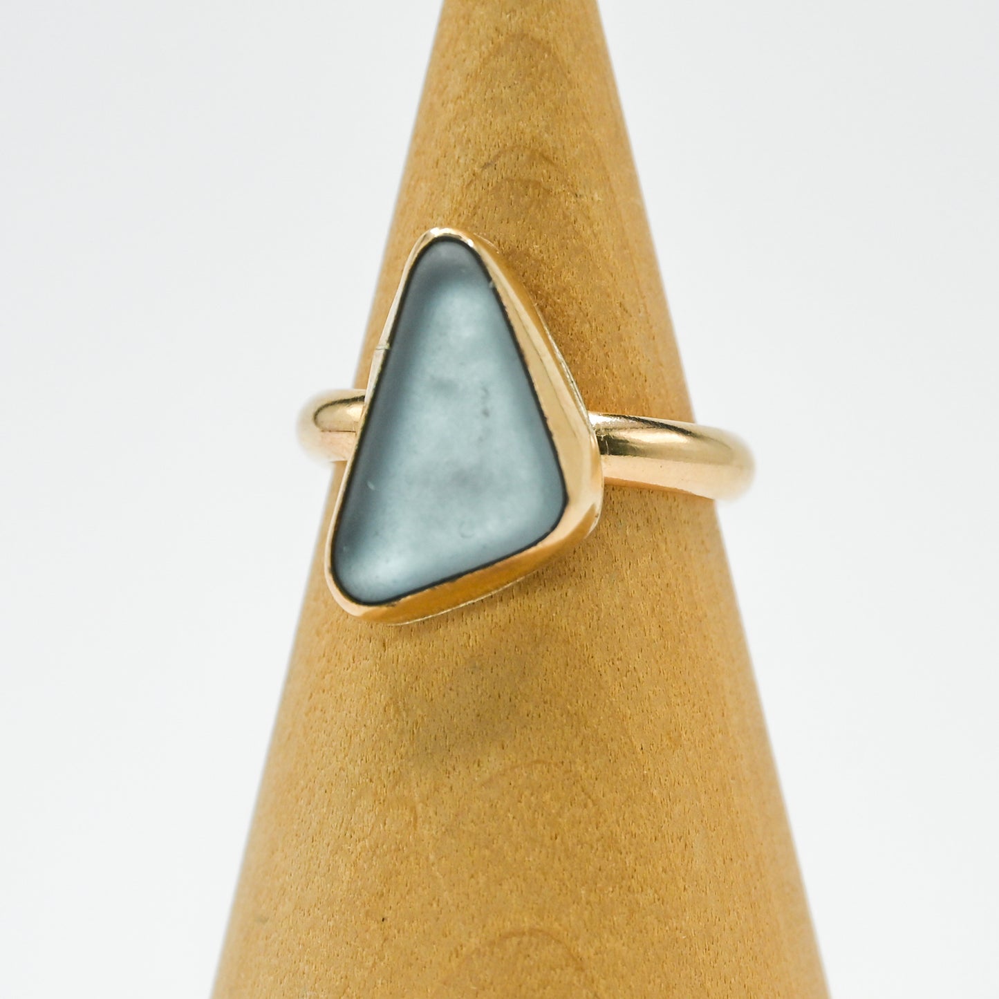 Gold fill ice blue sea glass size 7.5