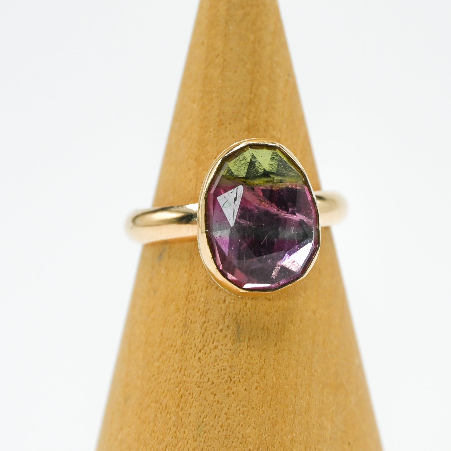 Gold fill large rose cut watermelon tourmaline size 7.5