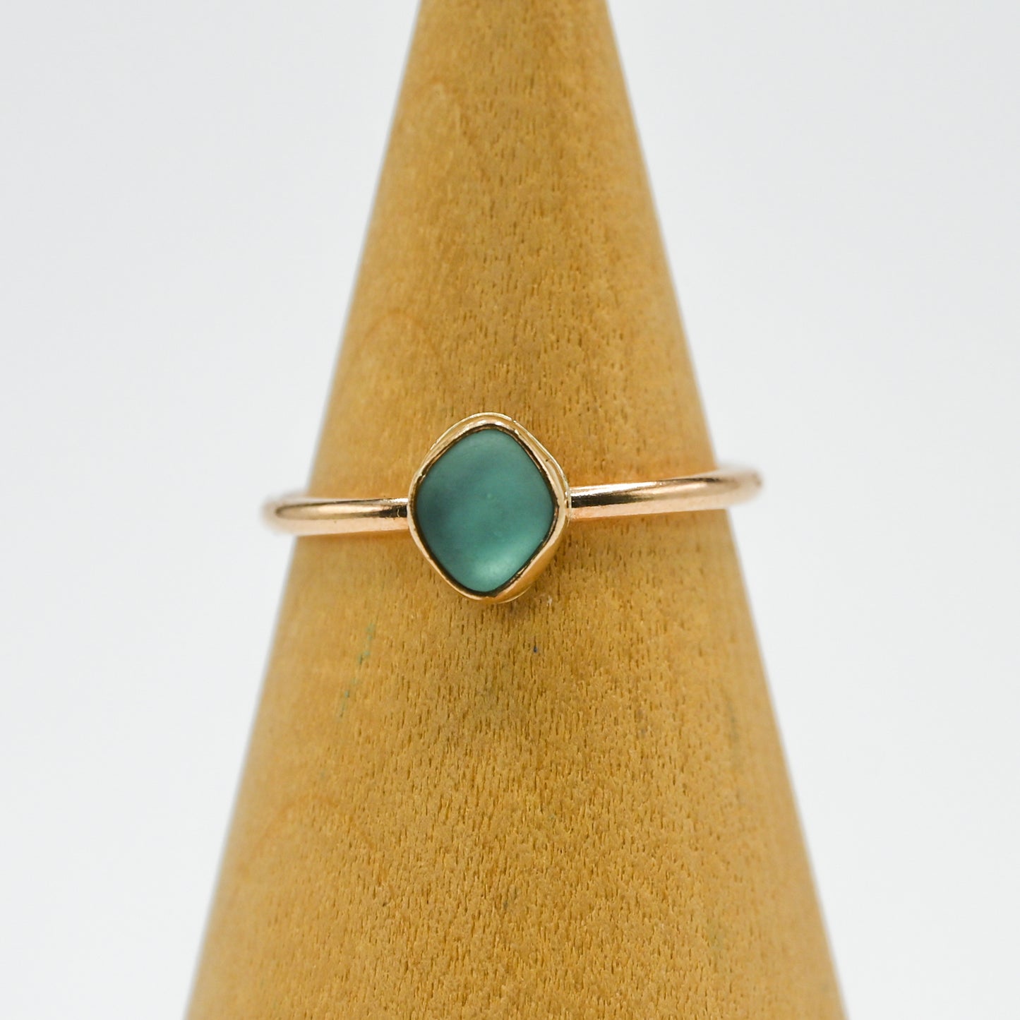 Gold fill aqua sea glass size 7.5