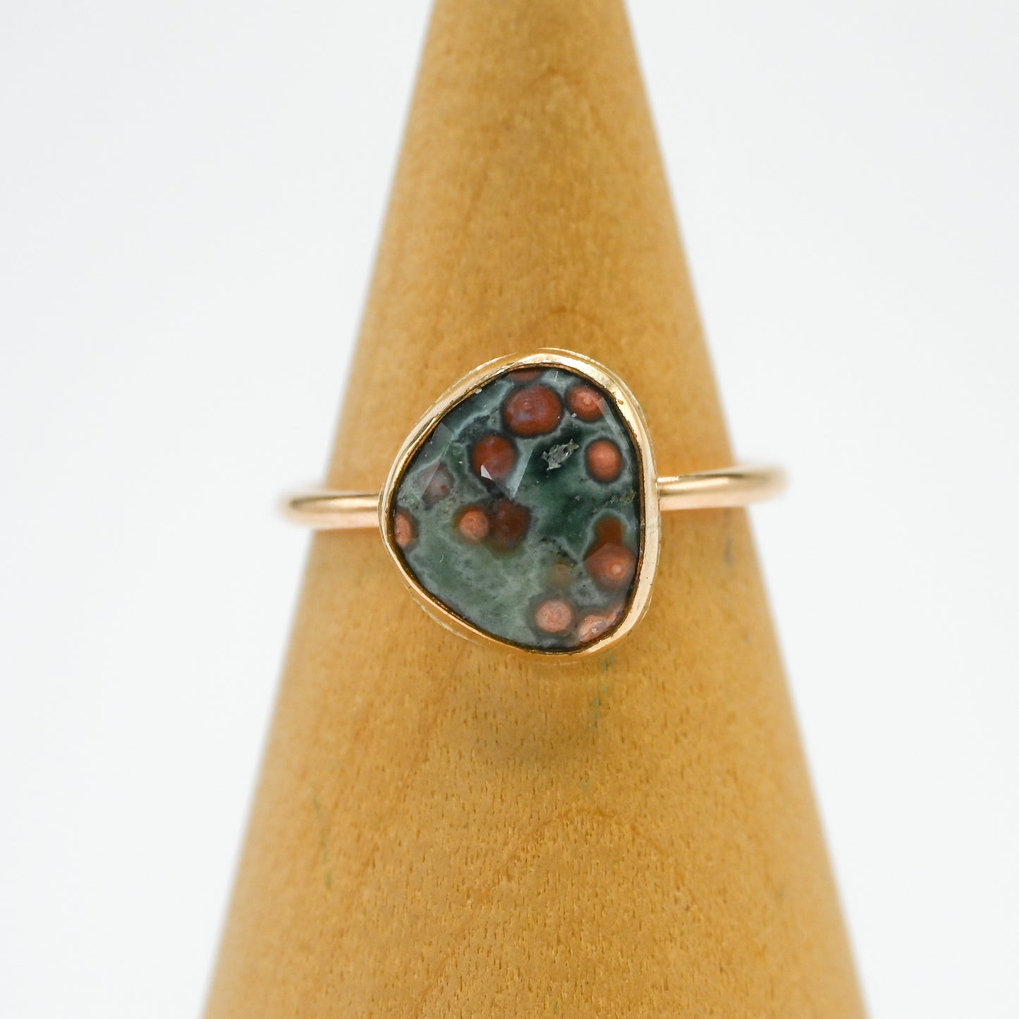 Gold fill rose cut ocean jasper size 7.5