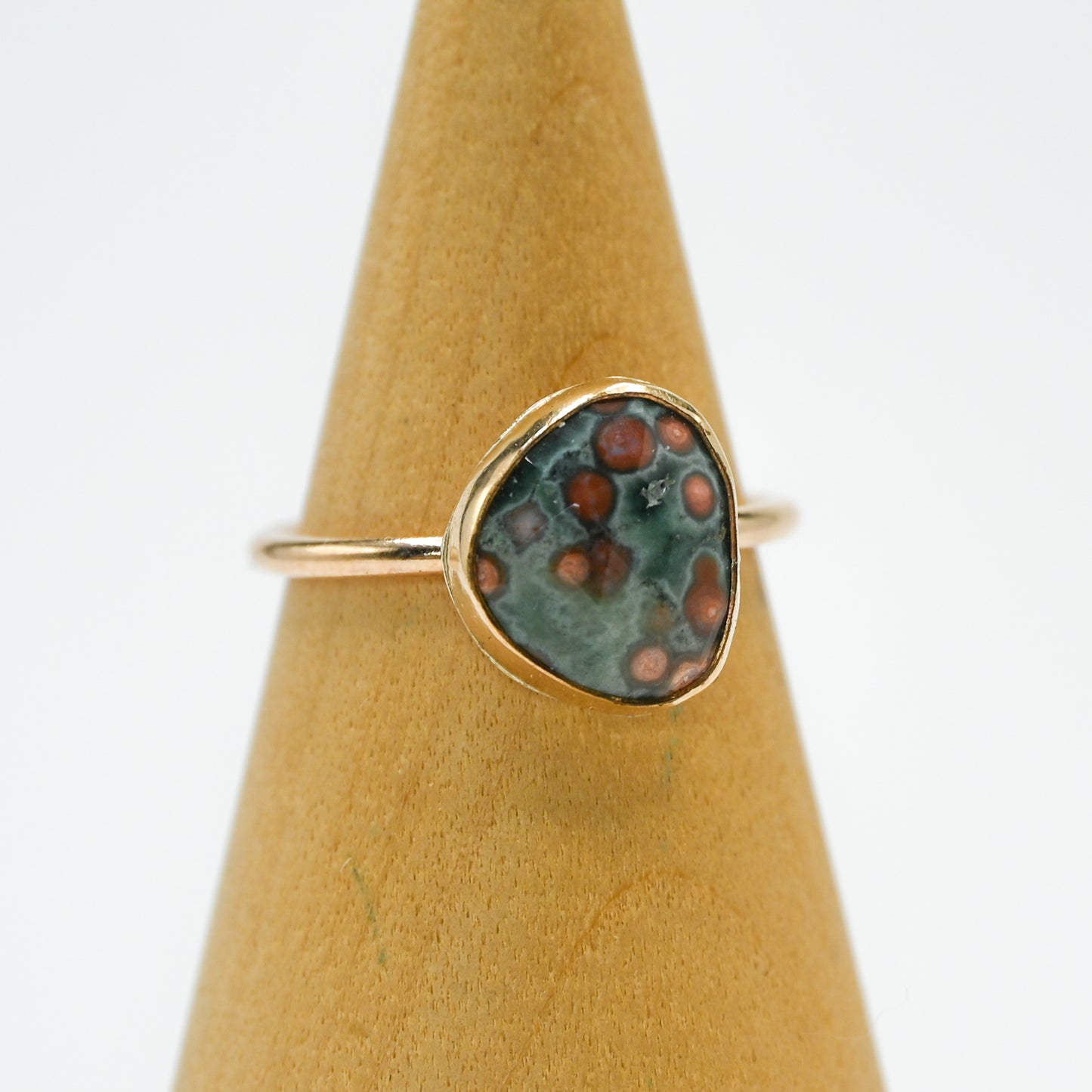 Gold fill rose cut ocean jasper size 7.5