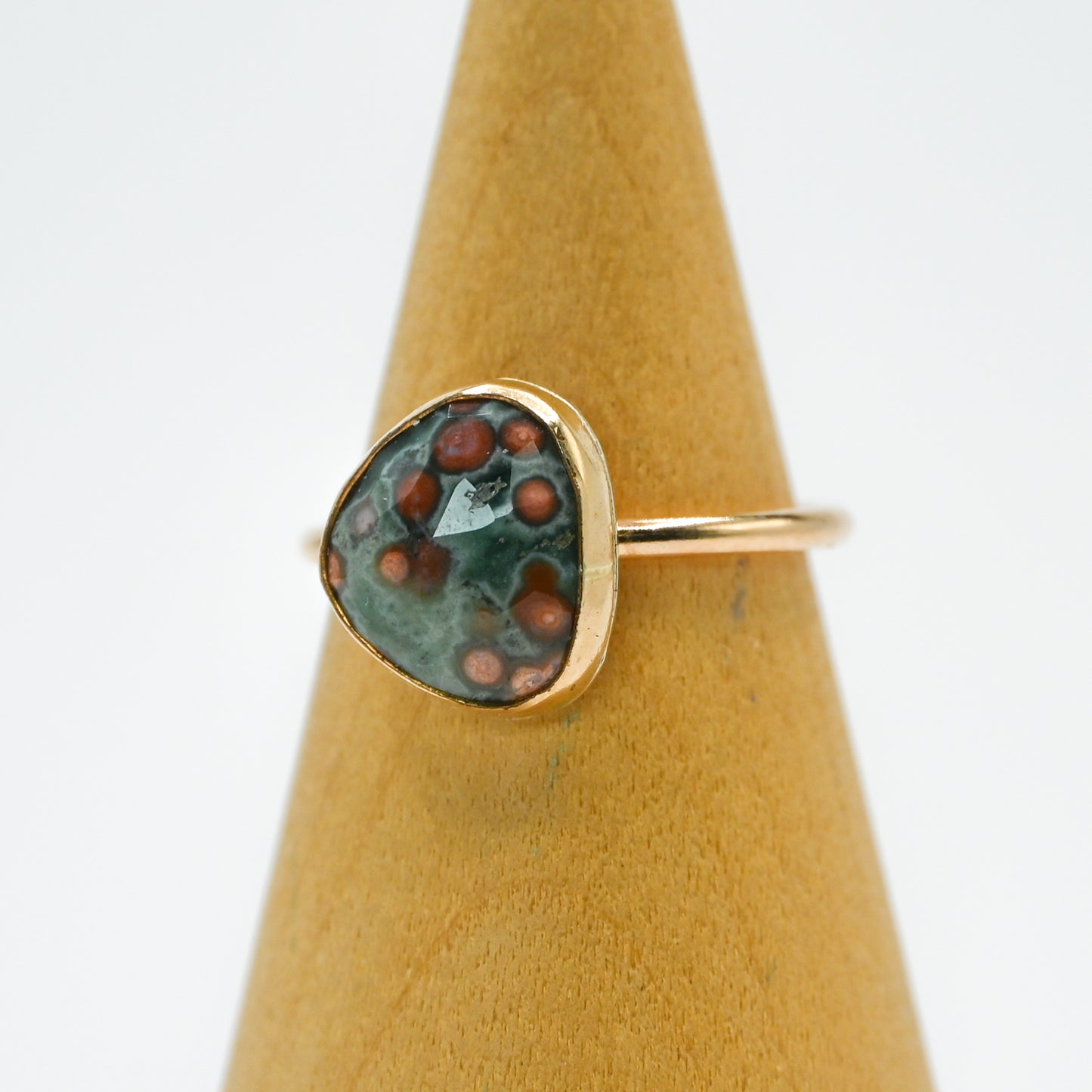 Gold fill rose cut ocean jasper size 7.5