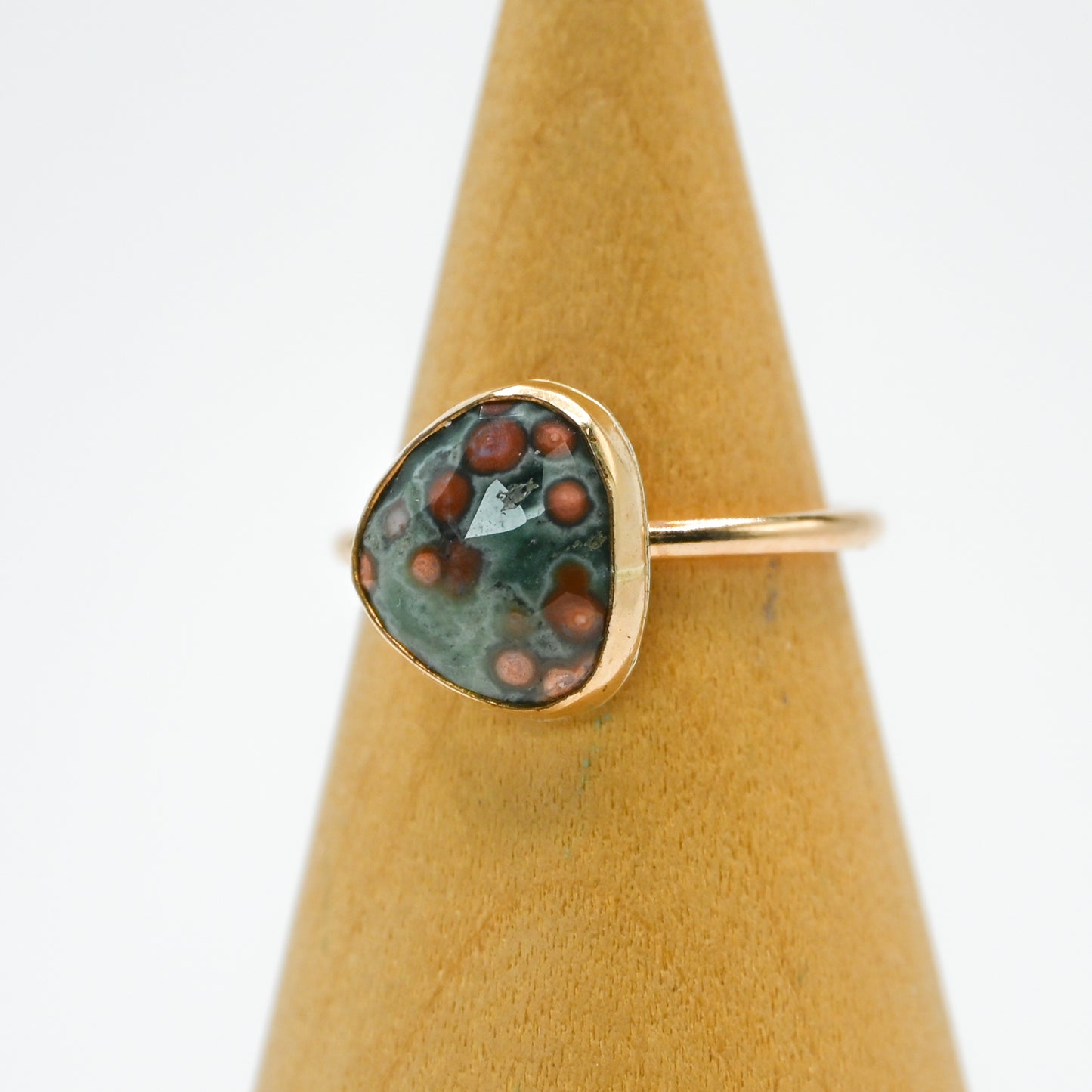 Gold fill rose cut ocean jasper size 7.5