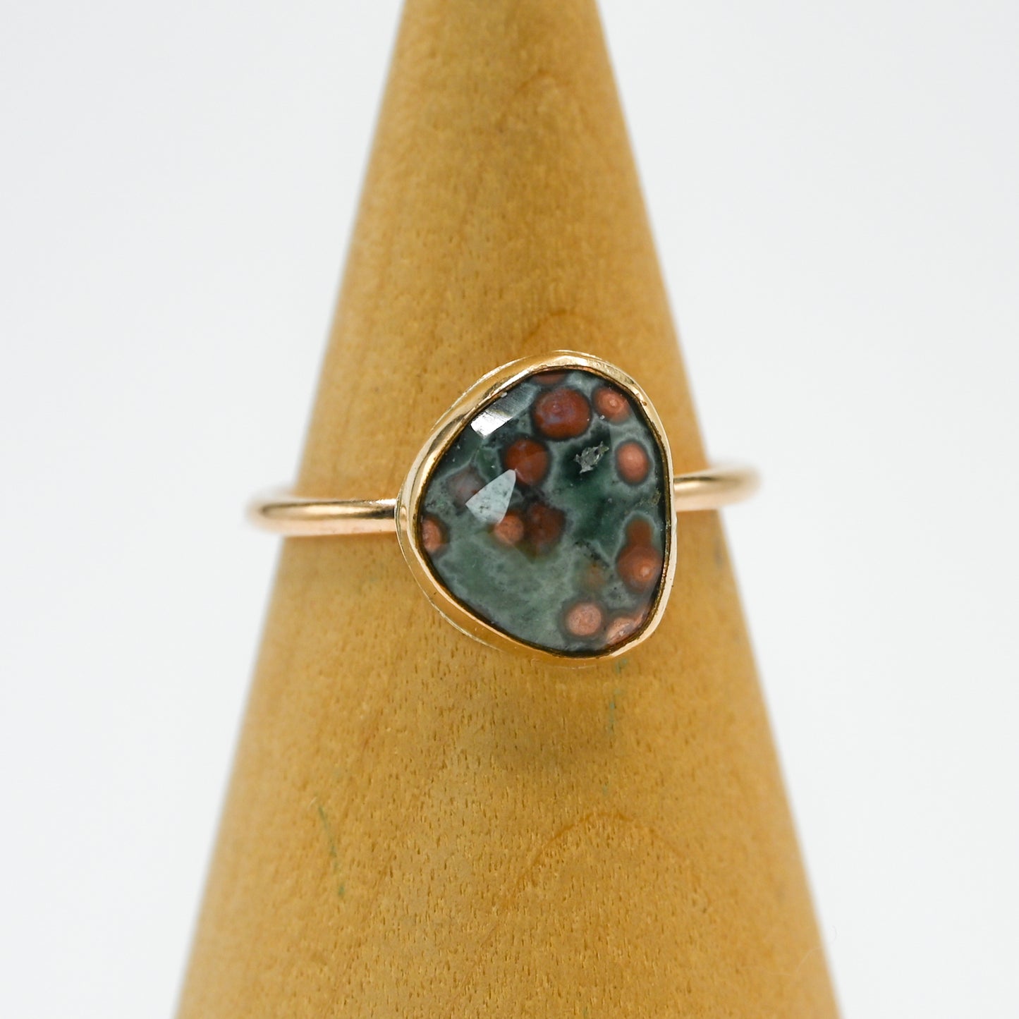 Gold fill rose cut ocean jasper size 7.5