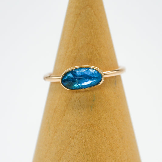 Gold fill horizontal rose cut neon blue apatite size 7.5
