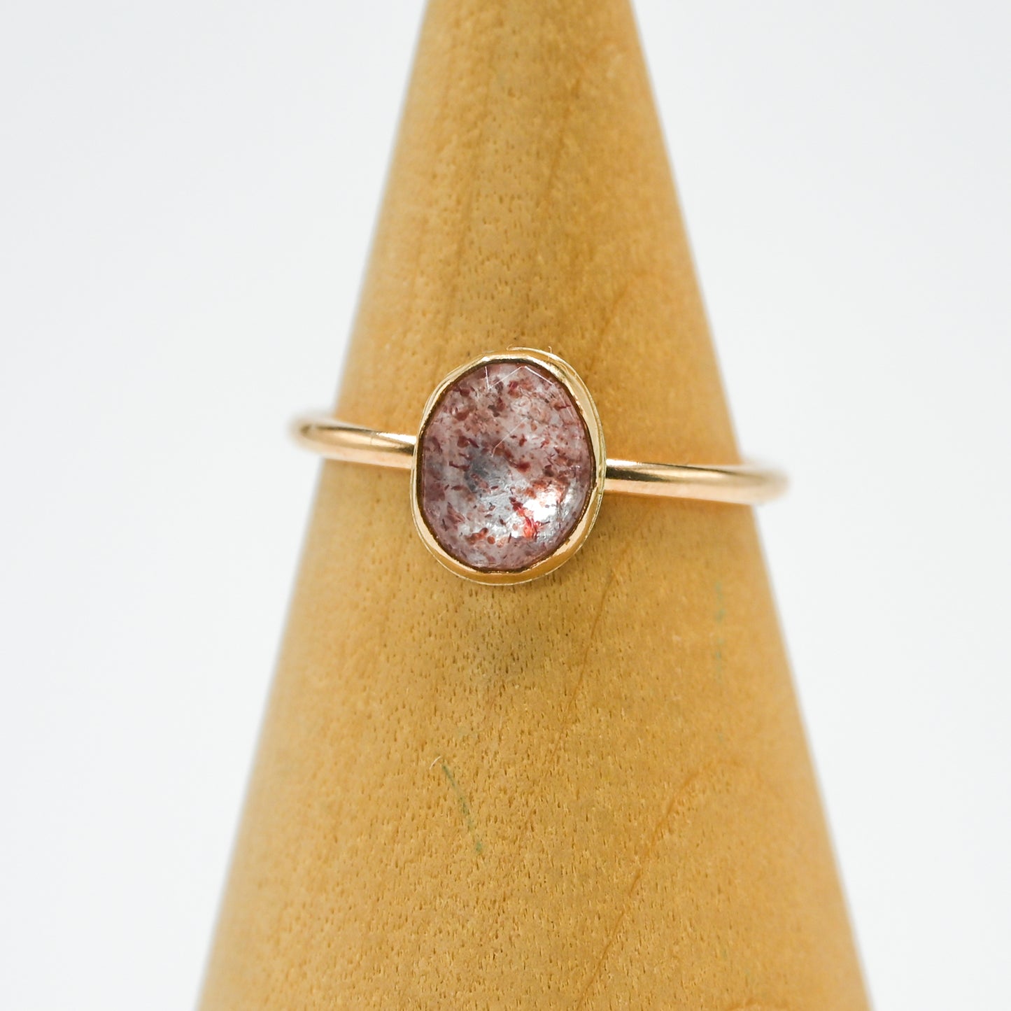 Gold fill rose cut strawberry quartz size 7.5