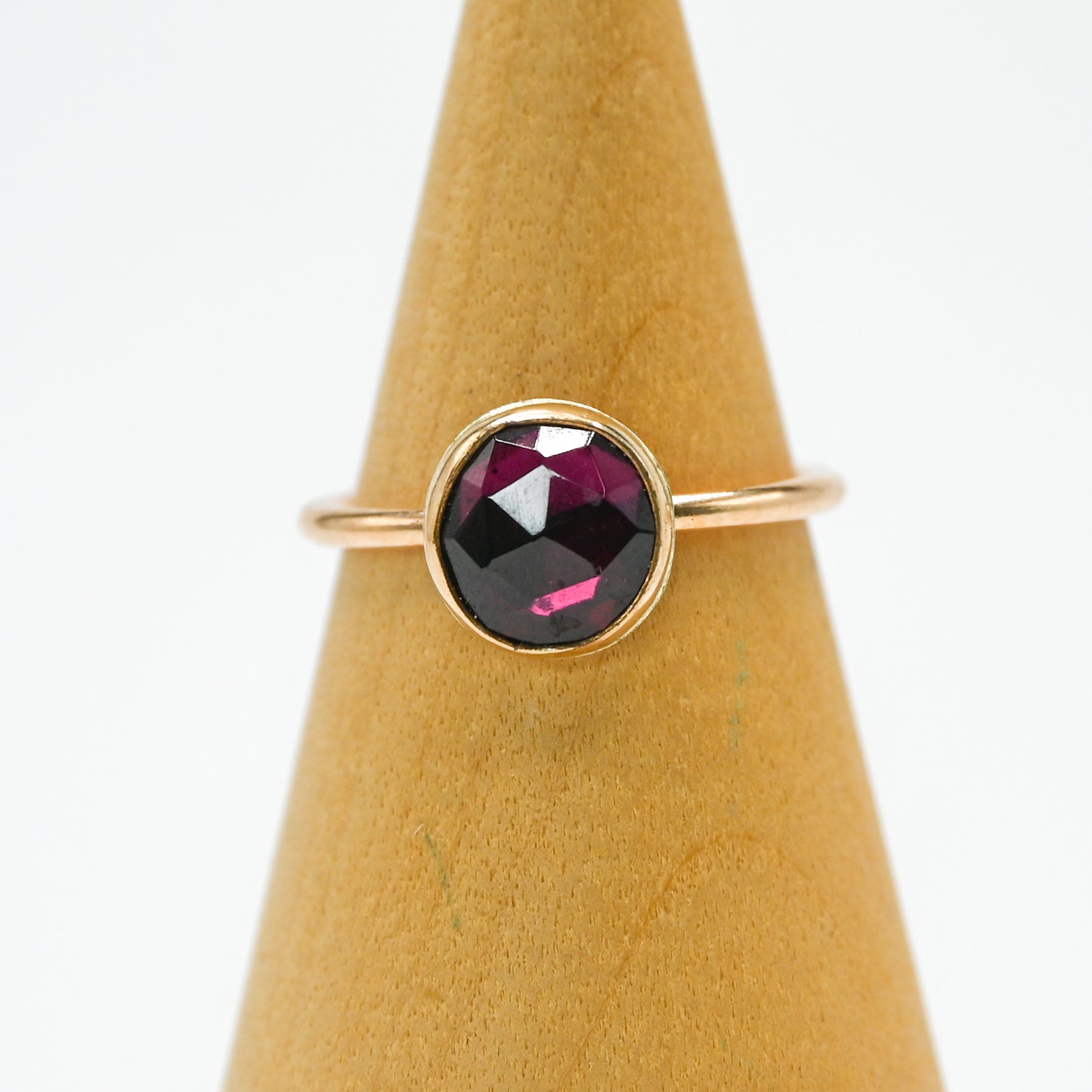 Gold fill rose cut rhodolite garnet size 7.5