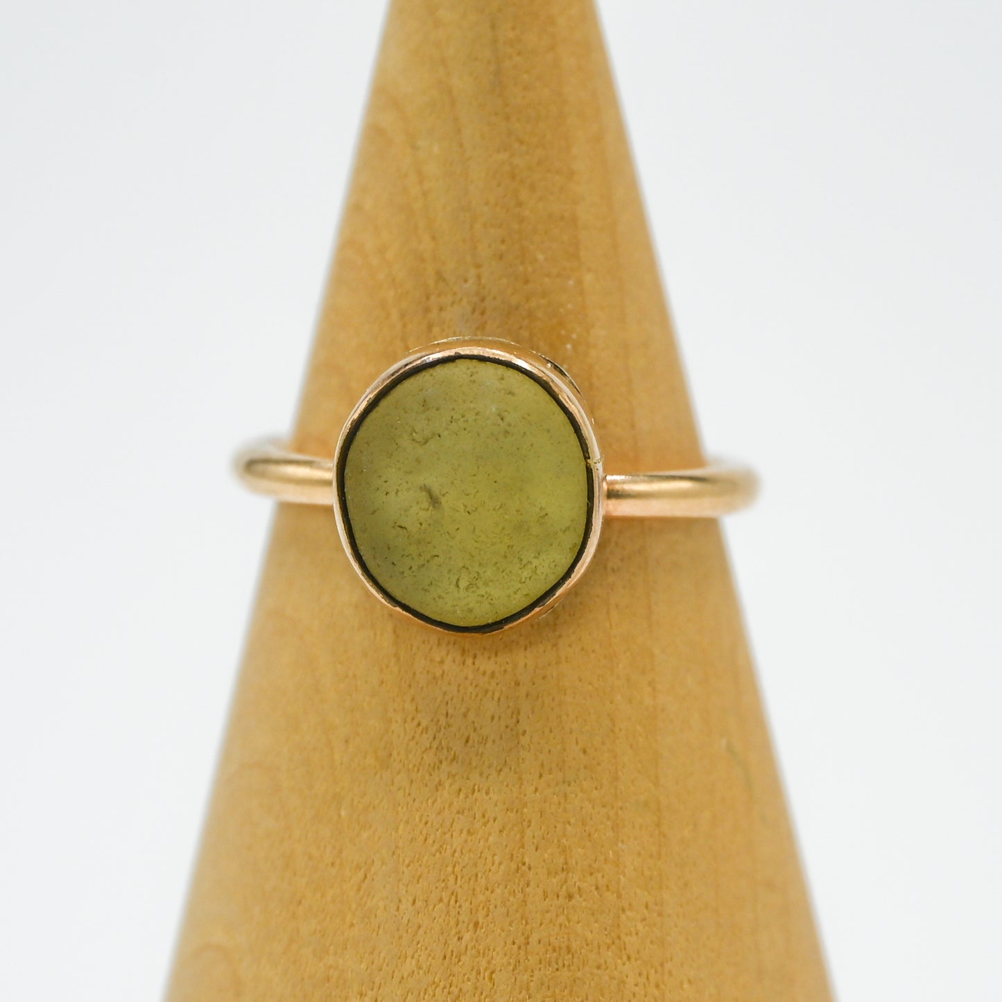 Gold fill large yellow sea glass size 7.75