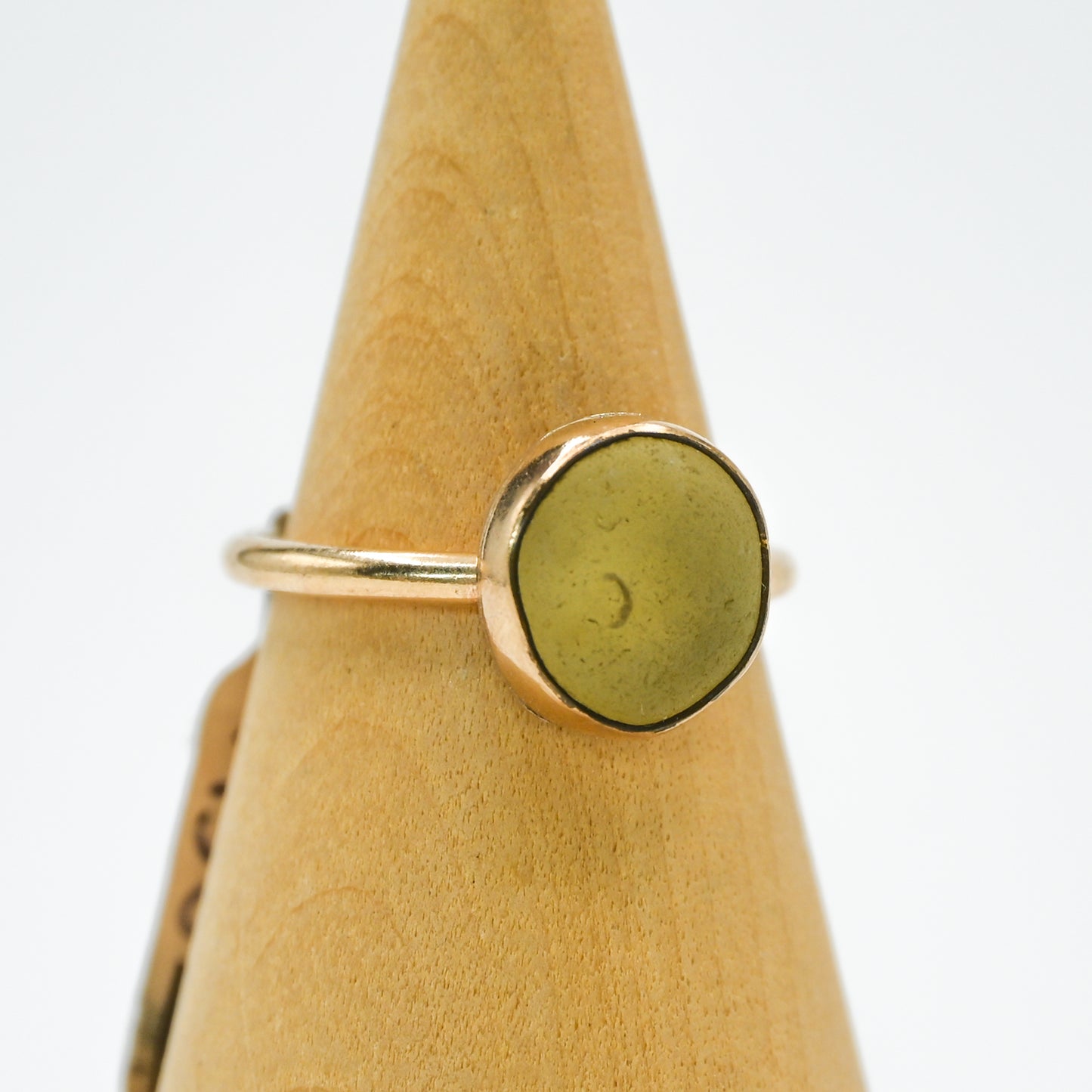 Gold fill large yellow sea glass size 7.75