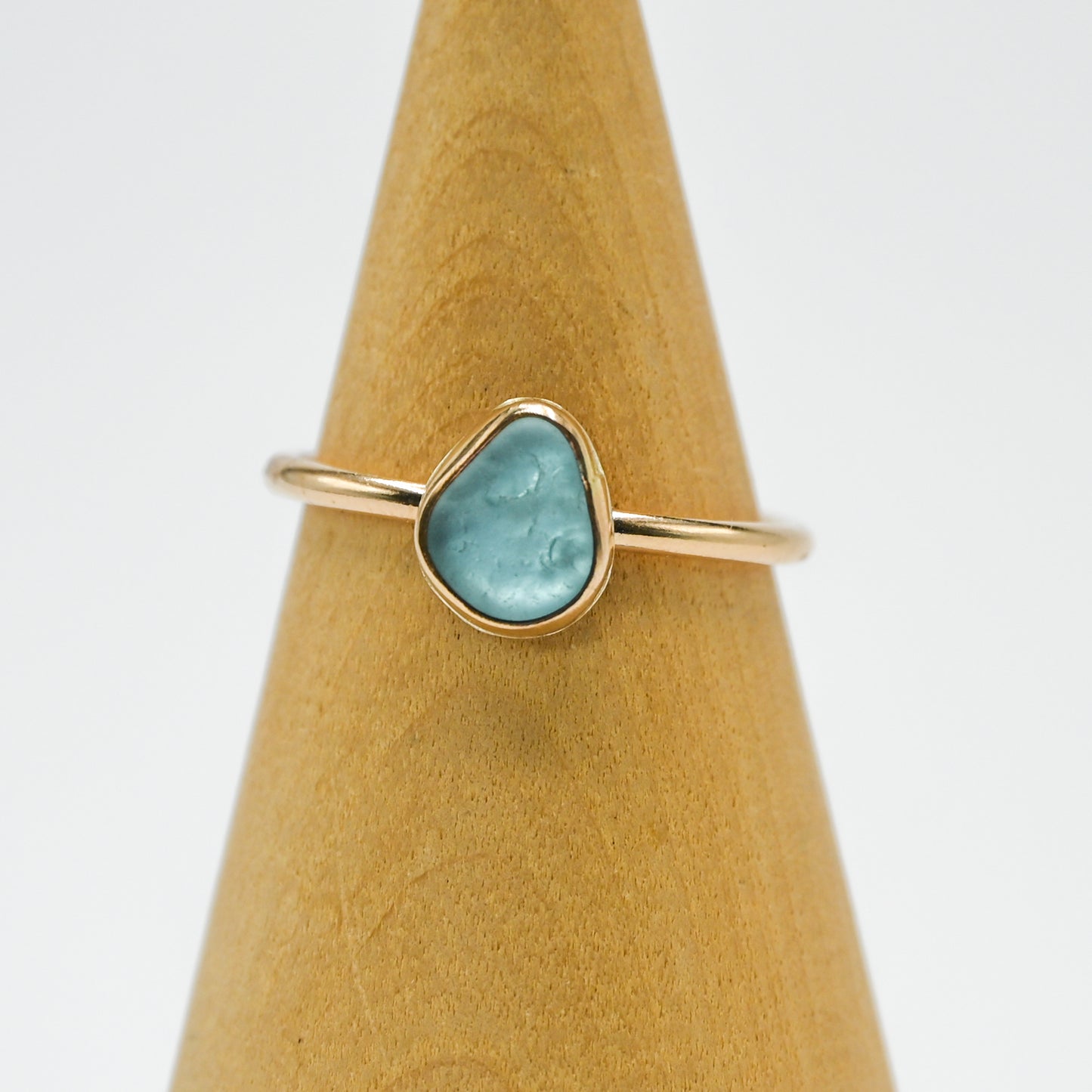 Gold fill aqua sea glass size 7.75