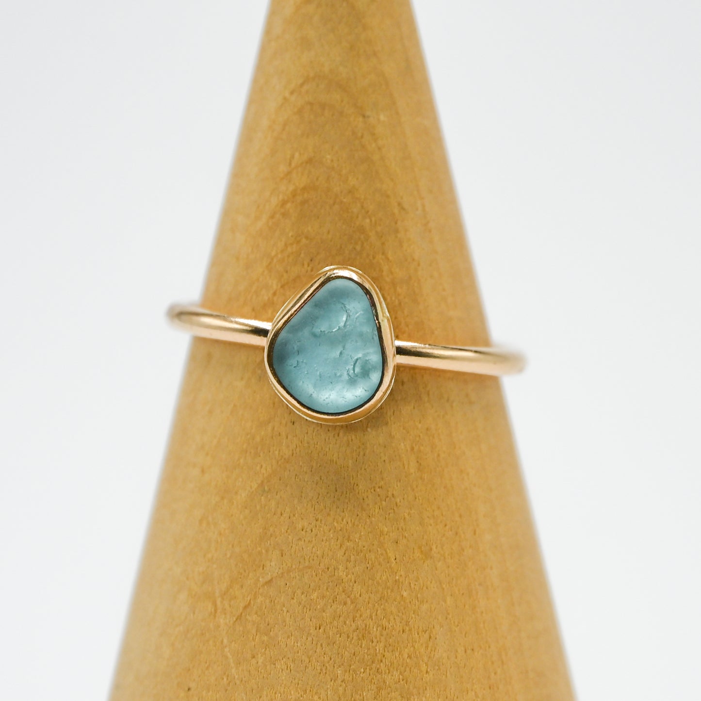 Gold fill aqua sea glass size 7.75