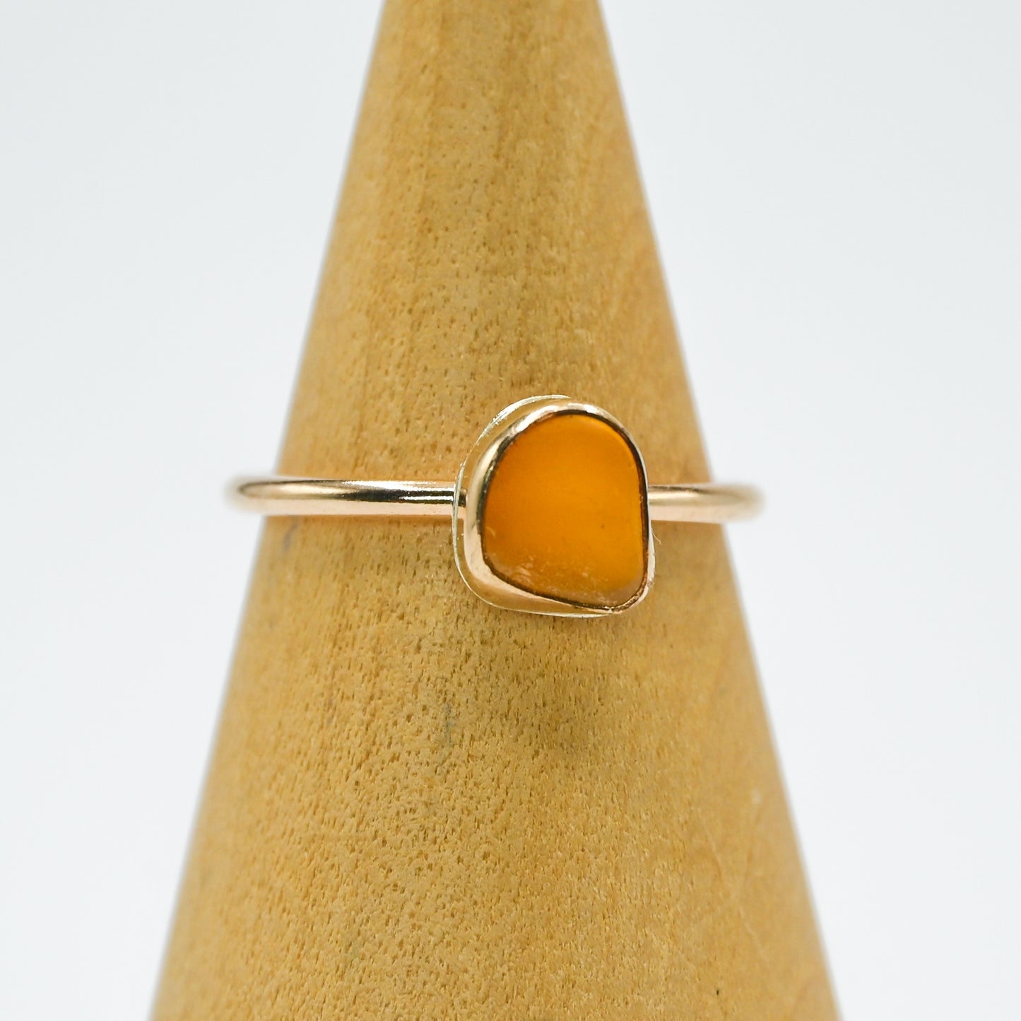 Gold fill rare orange sea glass size 8