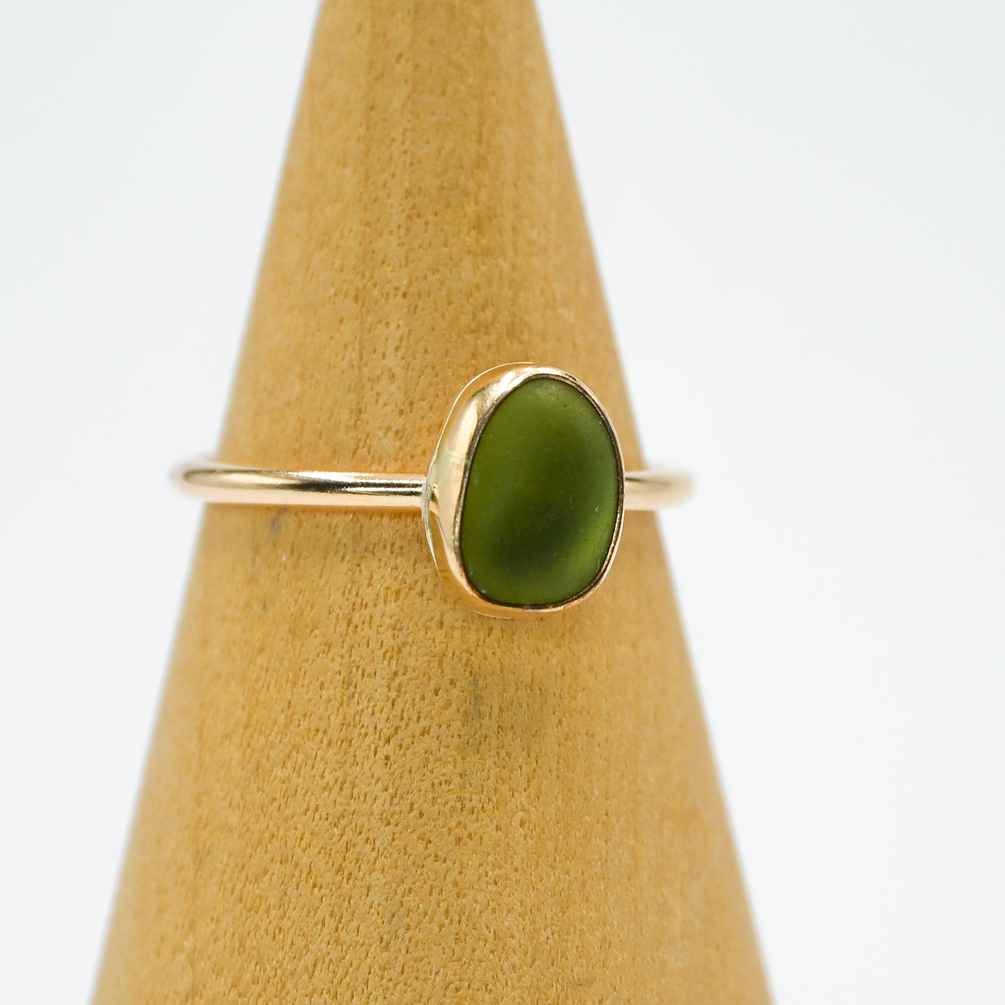 Gold fill olive sea glass size 8