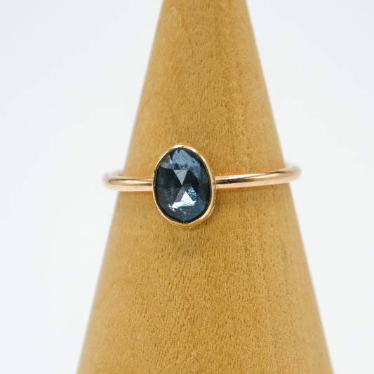 Gold fill rose cut london blue topaz size 8