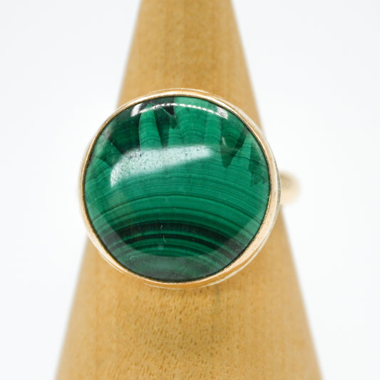 Gold fill xl round malachite size 8