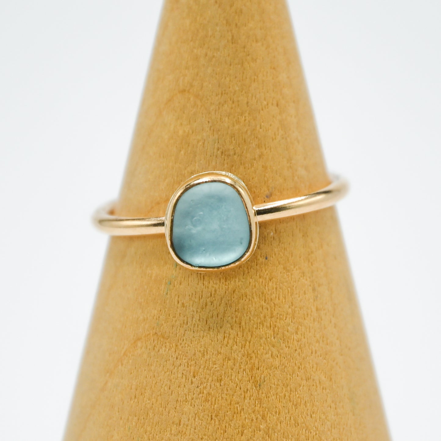 Gold fill light aqua sea glass size 8.25