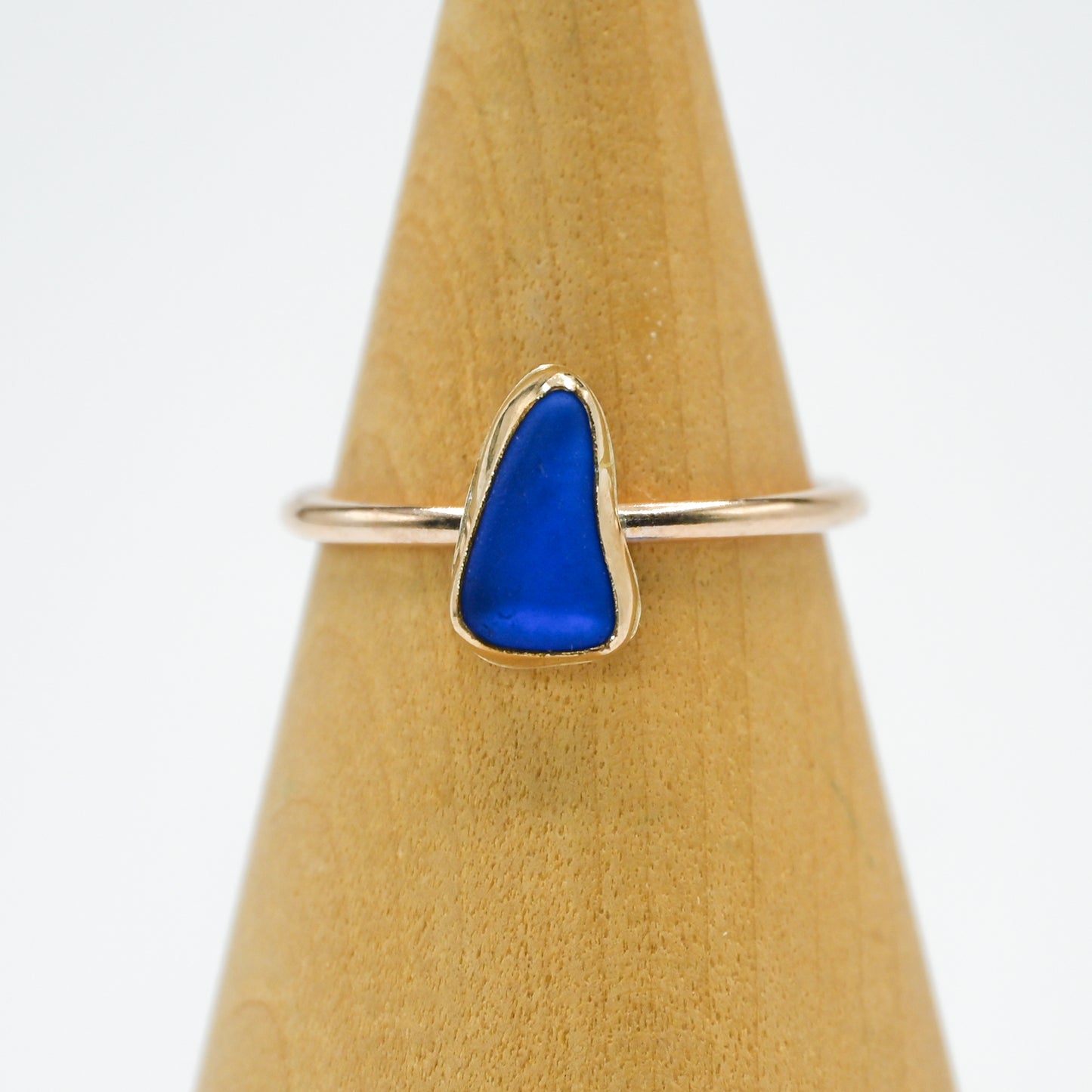 Gold fill cobalt sea glass size 8.5