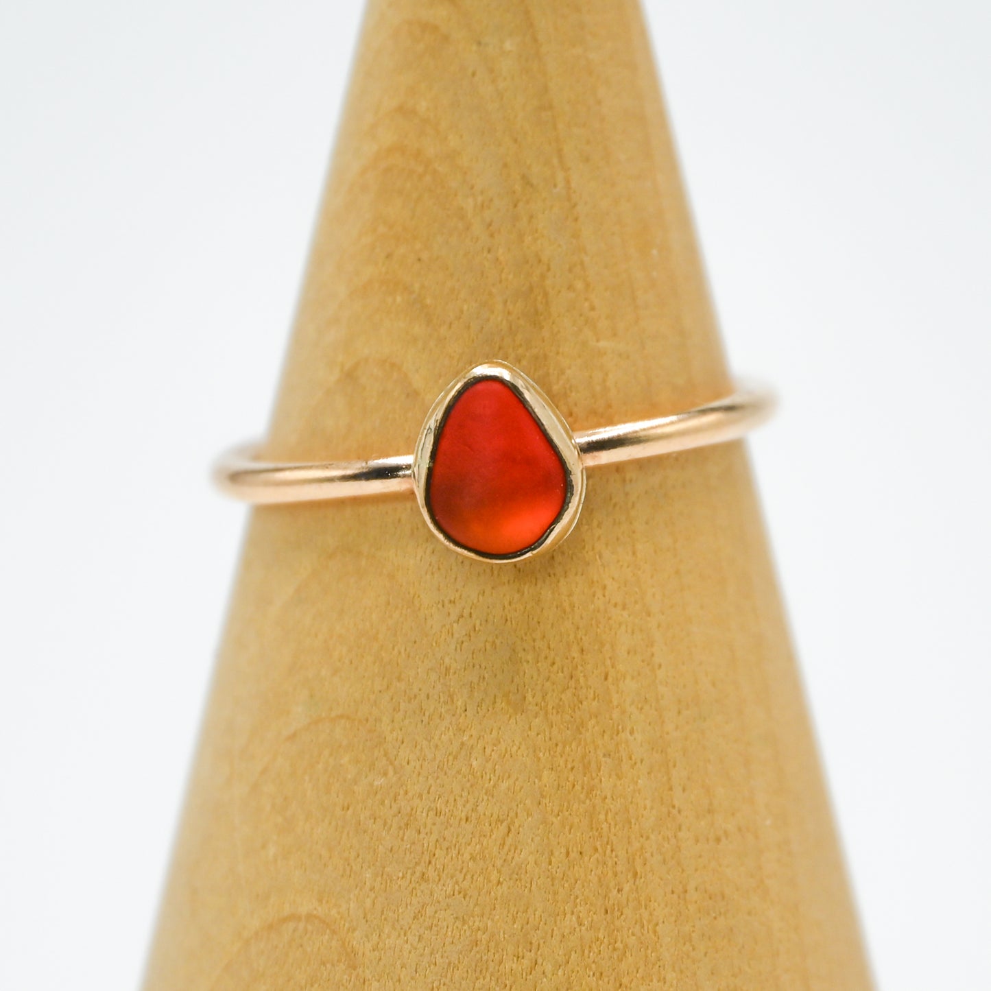 Gold fill rare bright orange sea glass size 9