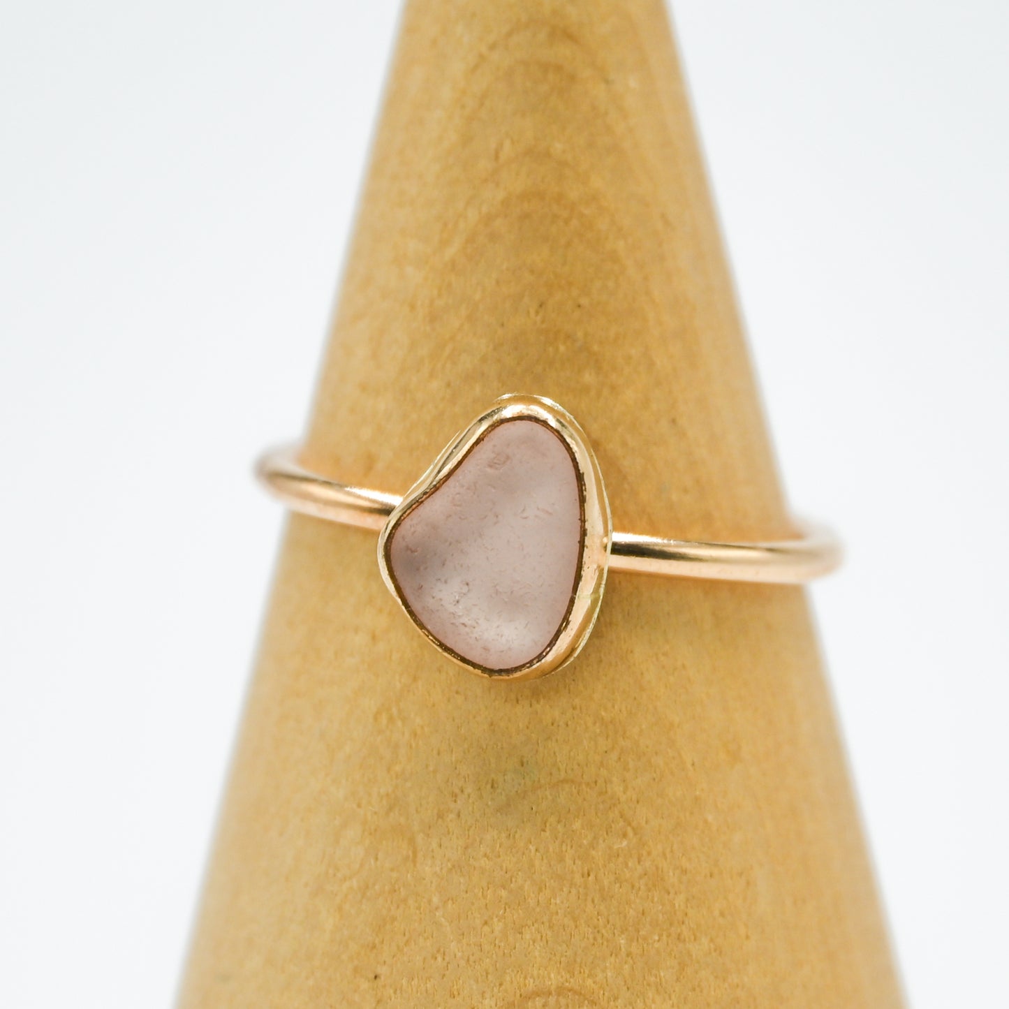 Gold fill pink sea glass size 9.5