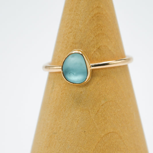 Gold fill aqua sea glass size 9.75