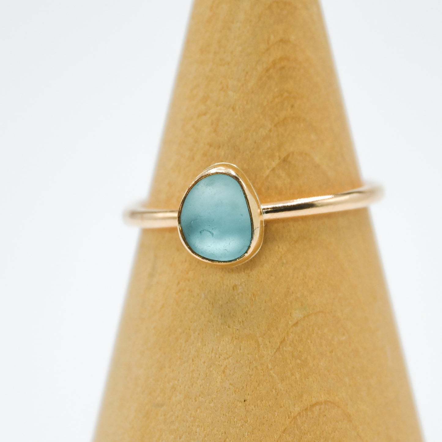 Gold fill aqua sea glass size 9.75