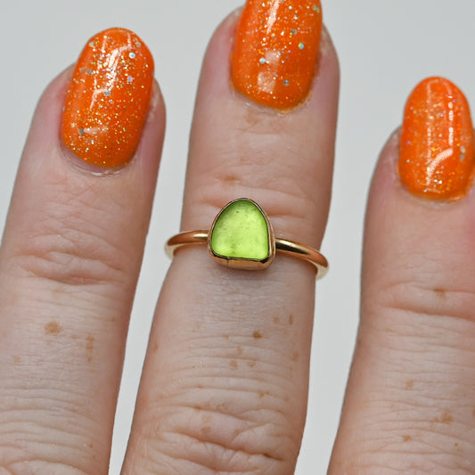 Gold fill lime sea glass size 4