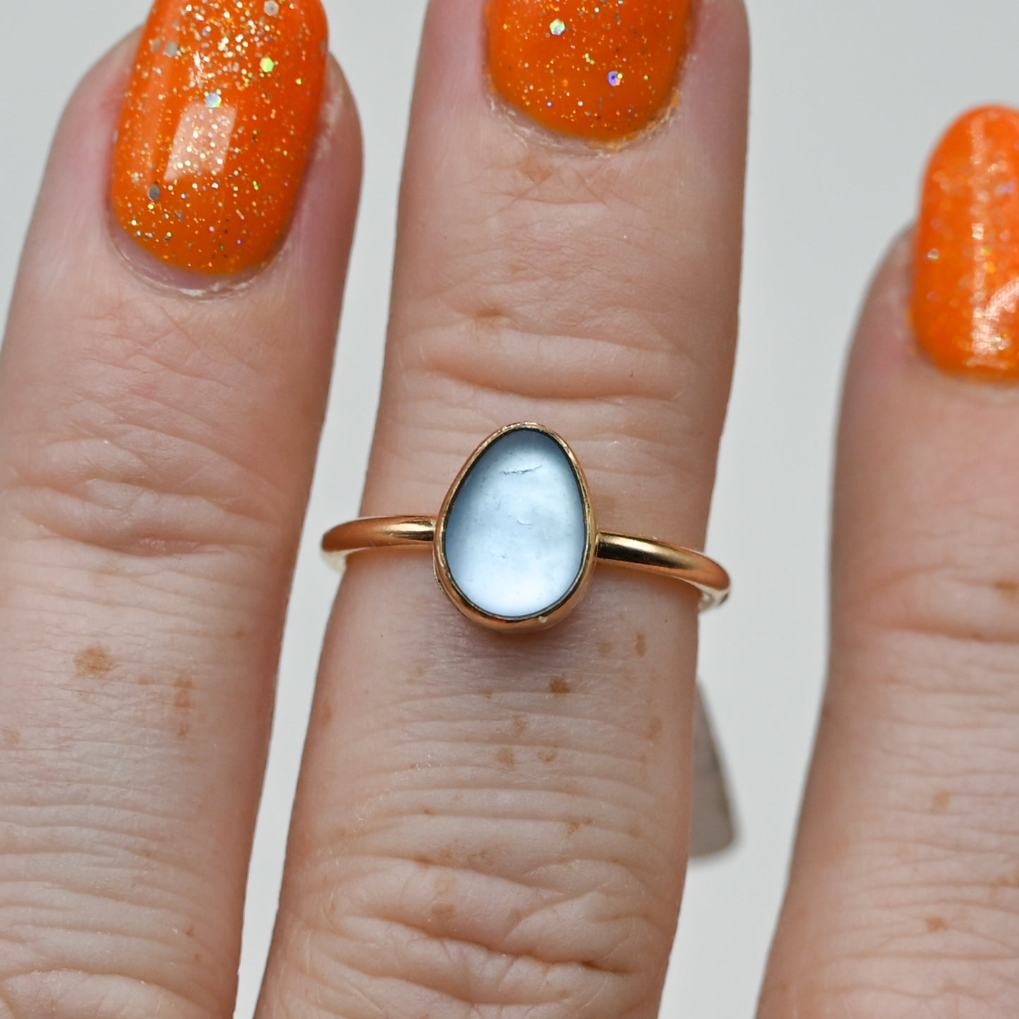 Gold fill cornflower sea glass size 5